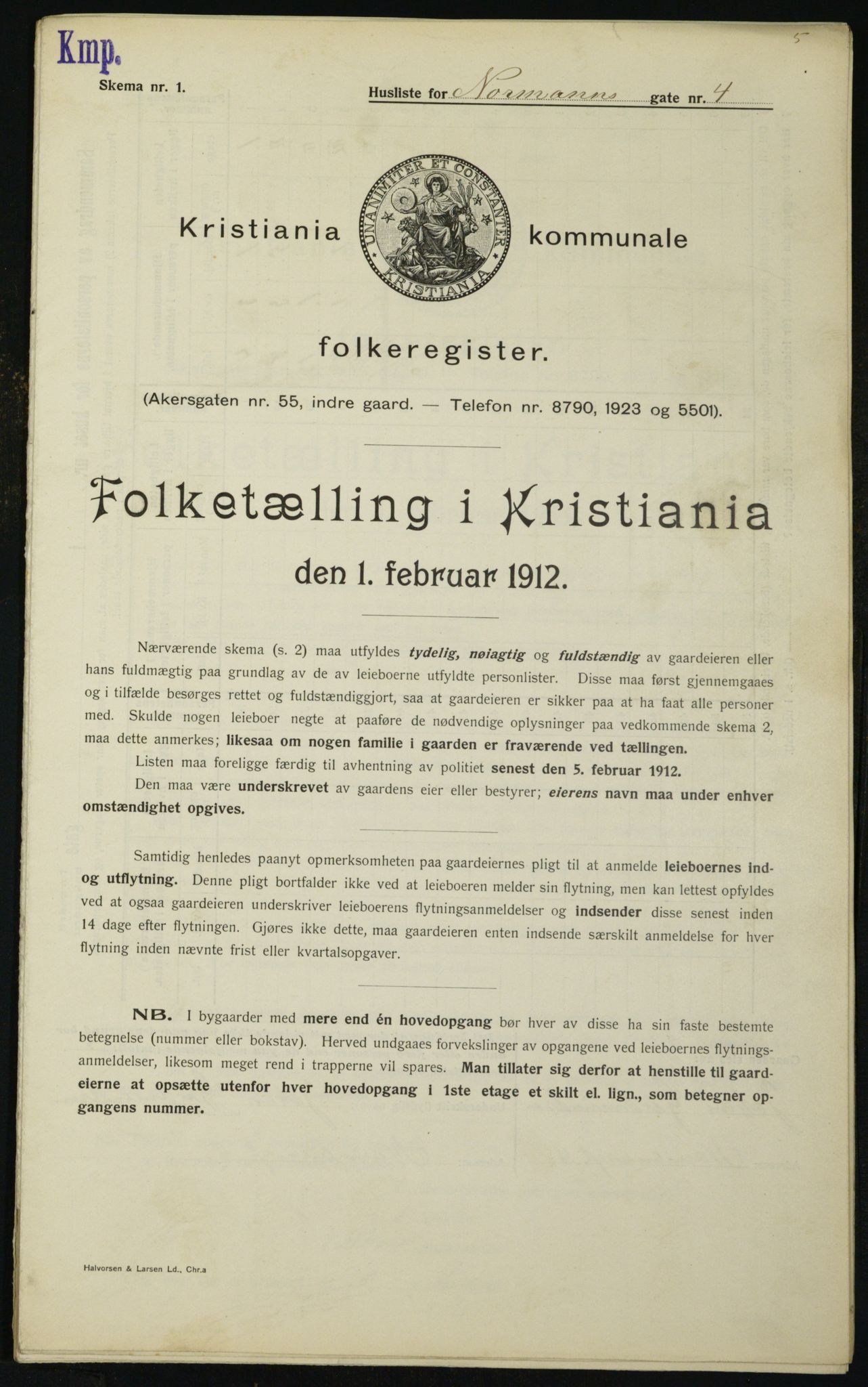 OBA, Kommunal folketelling 1.2.1912 for Kristiania, 1912, s. 74104