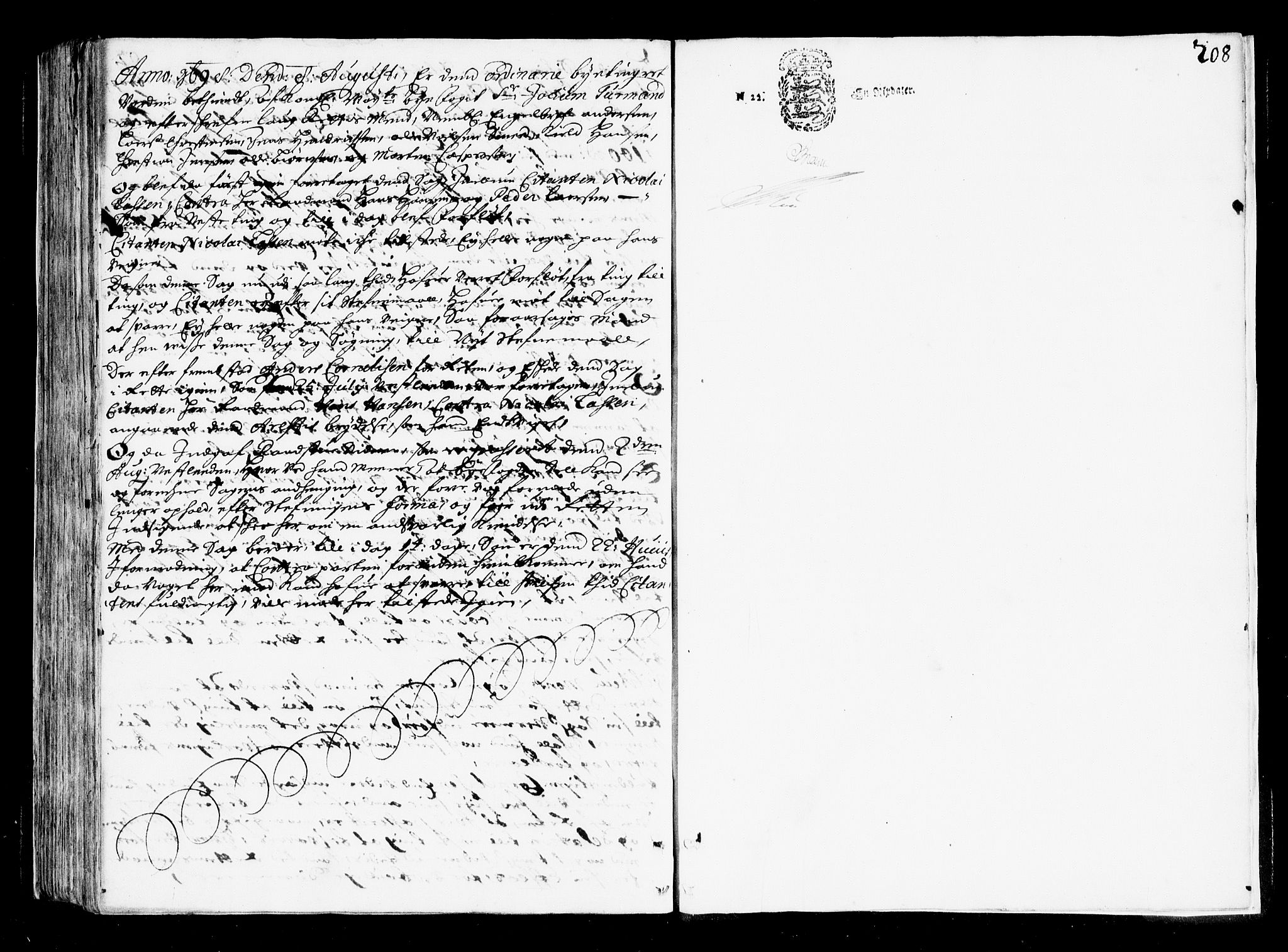 Tønsberg byfogd, SAKO/A-224/F/Fa/L0004: Tingbok, 1696-1698, s. 208