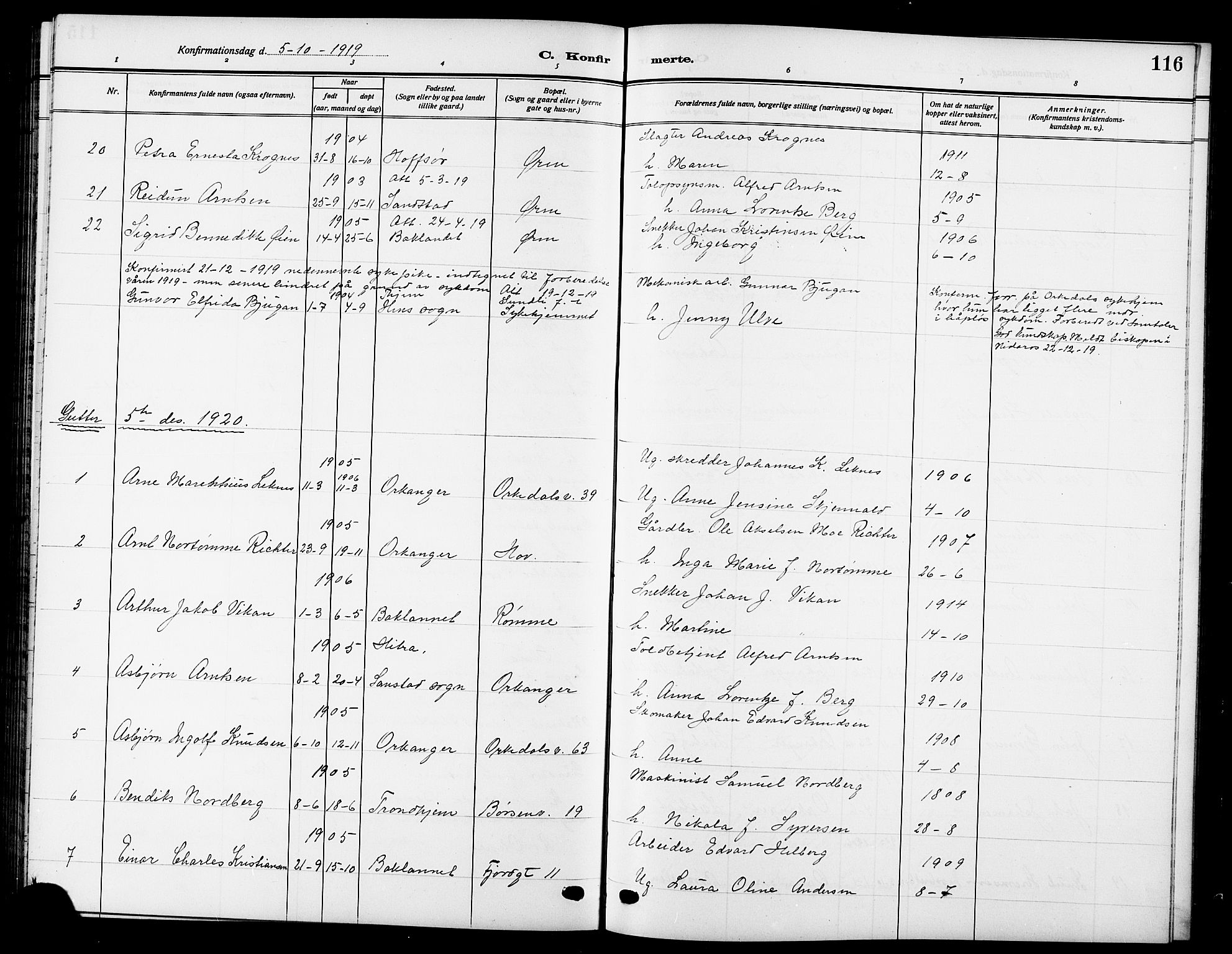 Ministerialprotokoller, klokkerbøker og fødselsregistre - Sør-Trøndelag, SAT/A-1456/669/L0831: Klokkerbok nr. 669C01, 1909-1924, s. 116