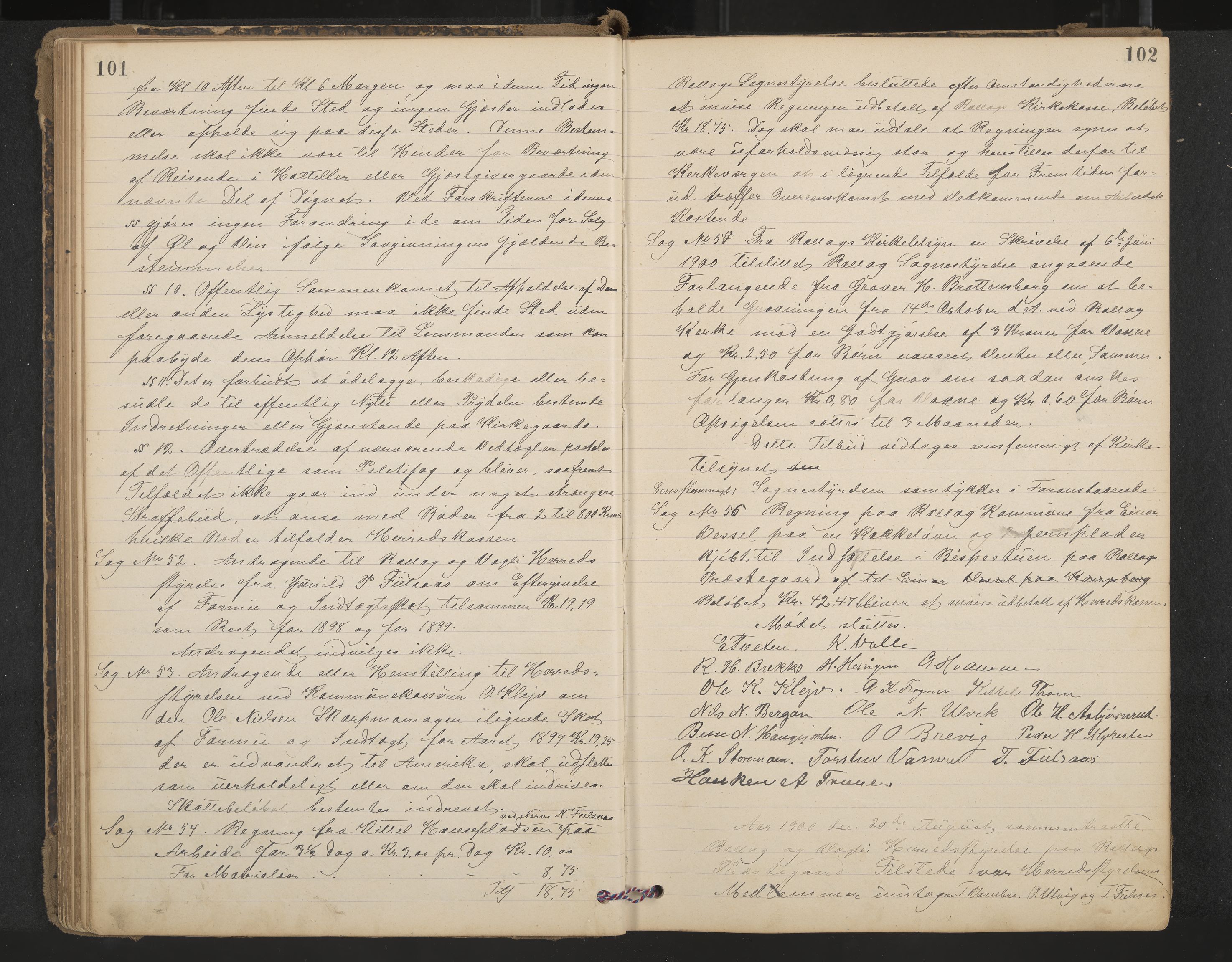 Rollag formannskap og sentraladministrasjon, IKAK/0632021-2/A/Aa/L0004: Møtebok, 1897-1909, s. 101-102