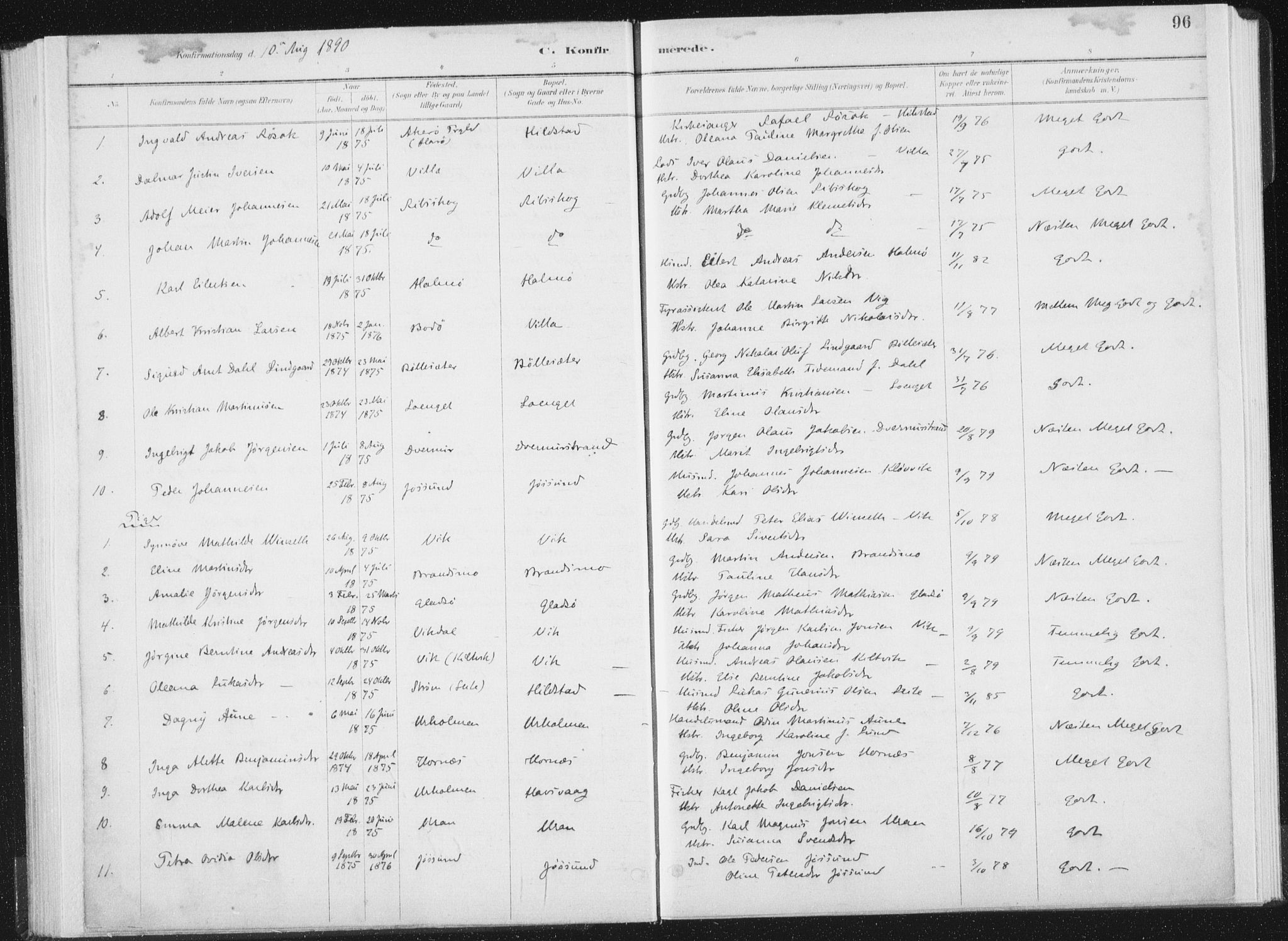 Ministerialprotokoller, klokkerbøker og fødselsregistre - Nord-Trøndelag, AV/SAT-A-1458/771/L0597: Ministerialbok nr. 771A04, 1885-1910, s. 96