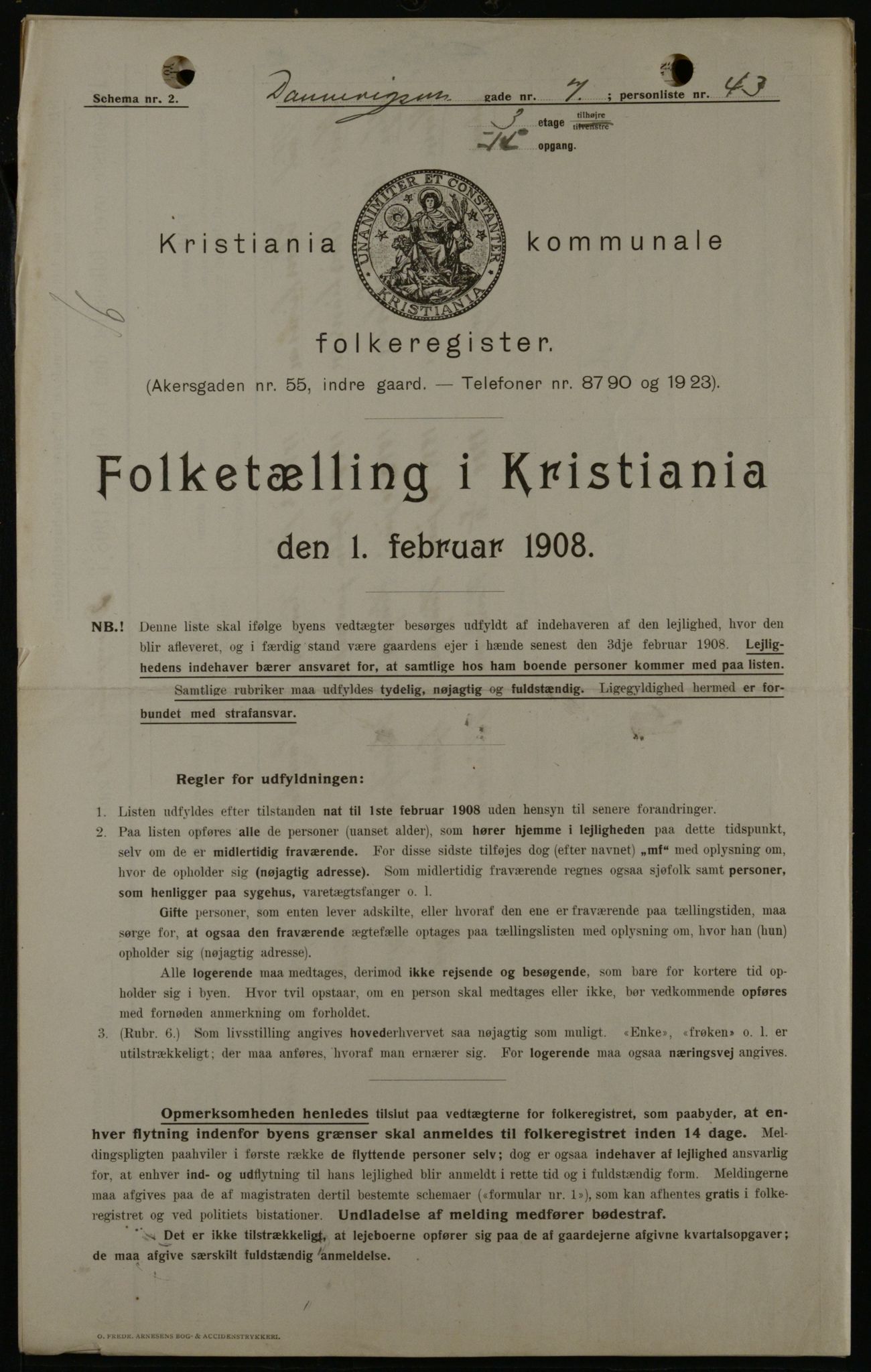 OBA, Kommunal folketelling 1.2.1908 for Kristiania kjøpstad, 1908, s. 14211