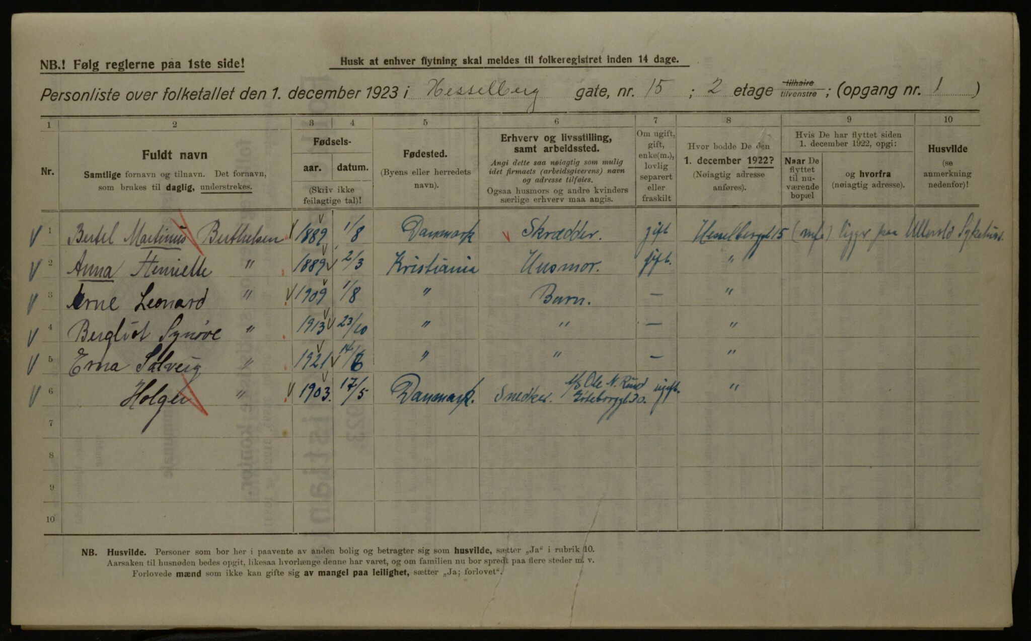 OBA, Kommunal folketelling 1.12.1923 for Kristiania, 1923, s. 44948