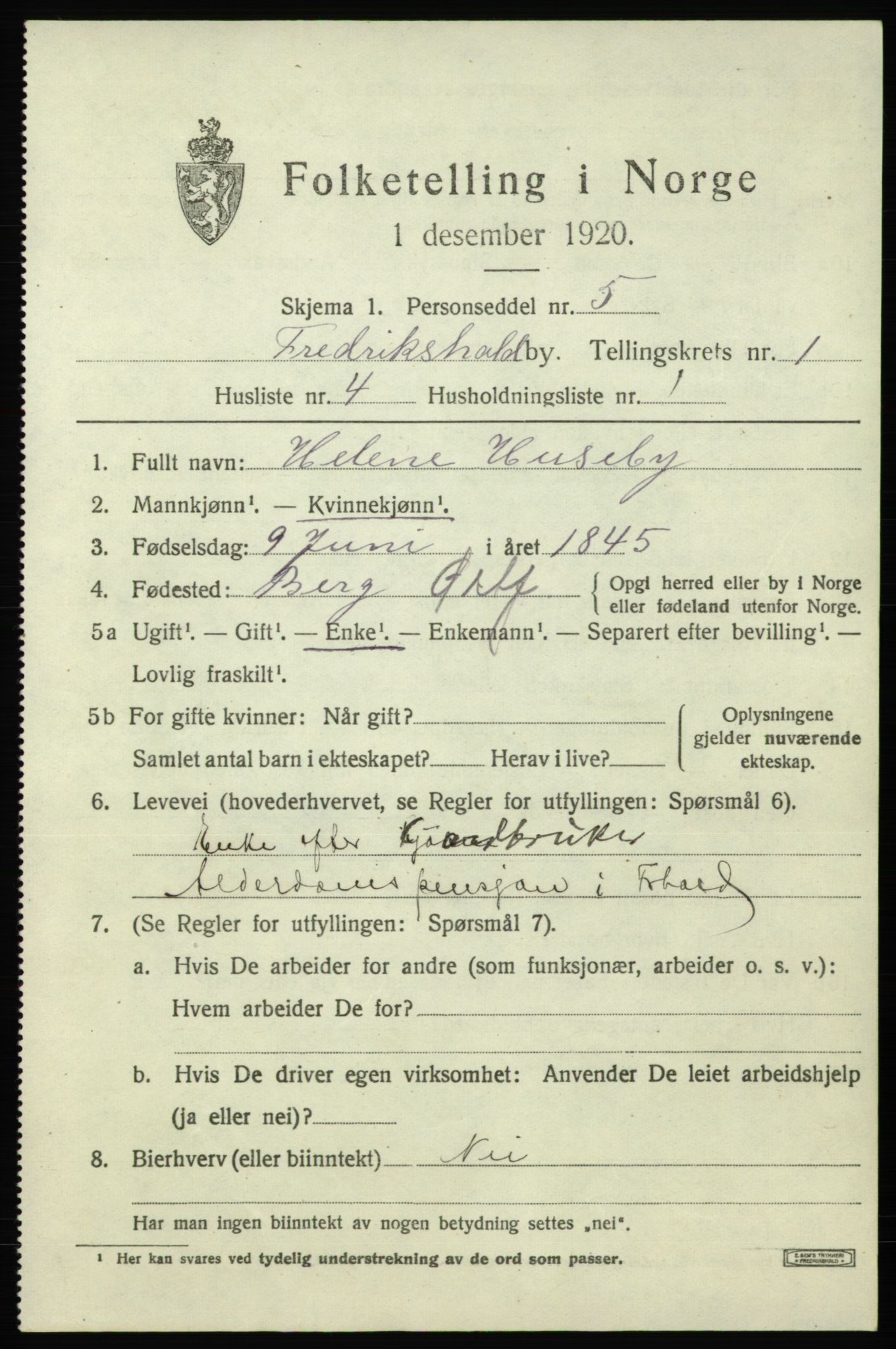 SAO, Folketelling 1920 for 0101 Fredrikshald kjøpstad, 1920, s. 8074