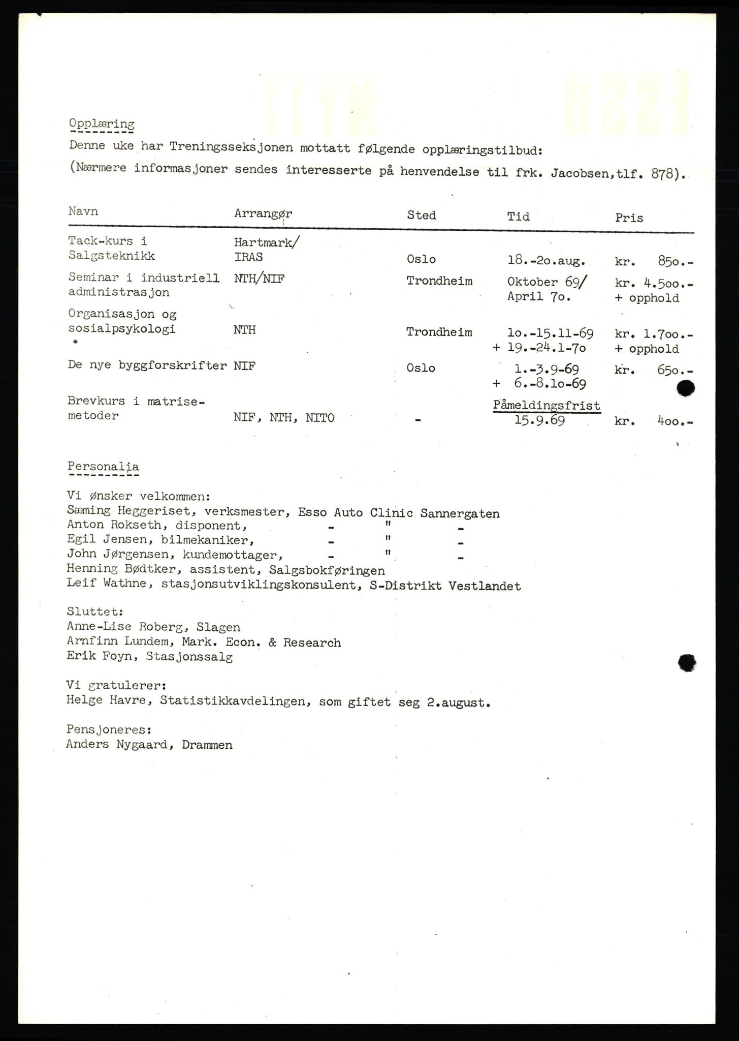 Pa 0982 - Esso Norge A/S, AV/SAST-A-100448/X/Xd/L0004: Esso Extra Nytt, 1963-1976