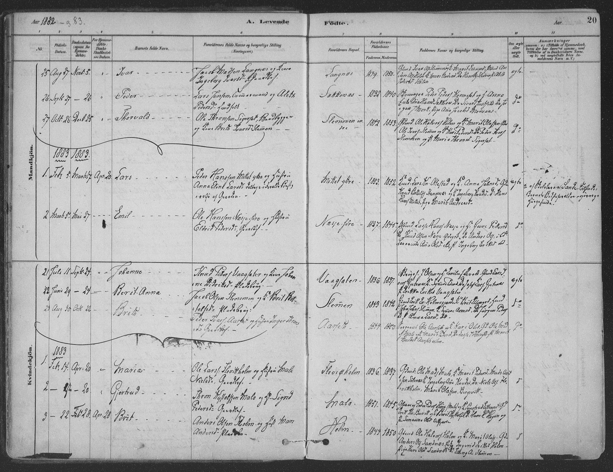 Ministerialprotokoller, klokkerbøker og fødselsregistre - Møre og Romsdal, AV/SAT-A-1454/547/L0604: Ministerialbok nr. 547A06, 1878-1906, s. 20