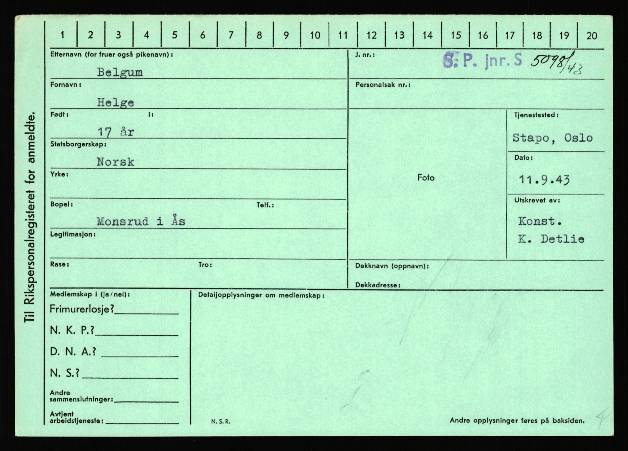 Statspolitiet - Hovedkontoret / Osloavdelingen, AV/RA-S-1329/C/Ca/L0002: Arneberg - Brand, 1943-1945, s. 1769