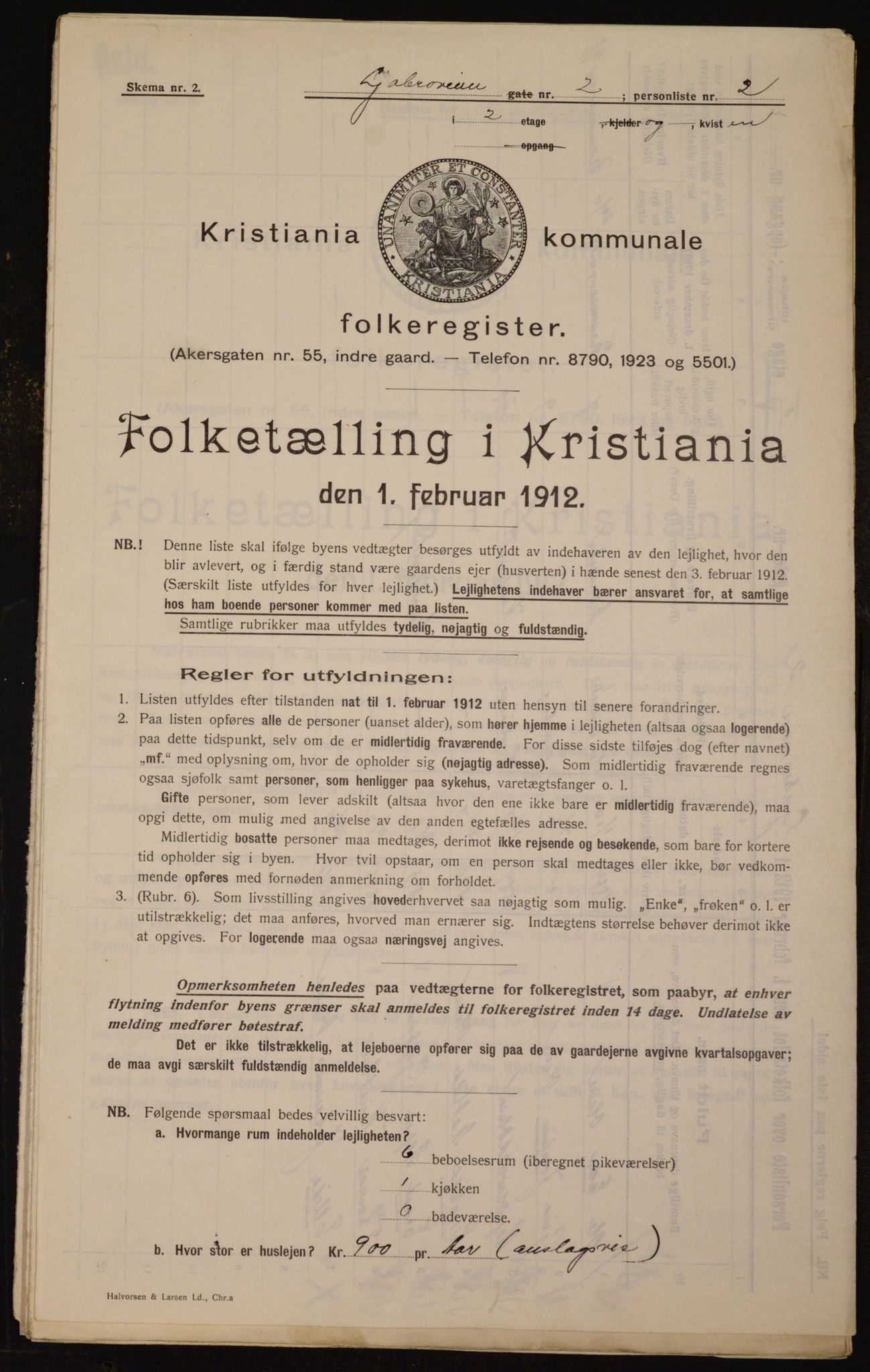 OBA, Kommunal folketelling 1.2.1912 for Kristiania, 1912, s. 58150