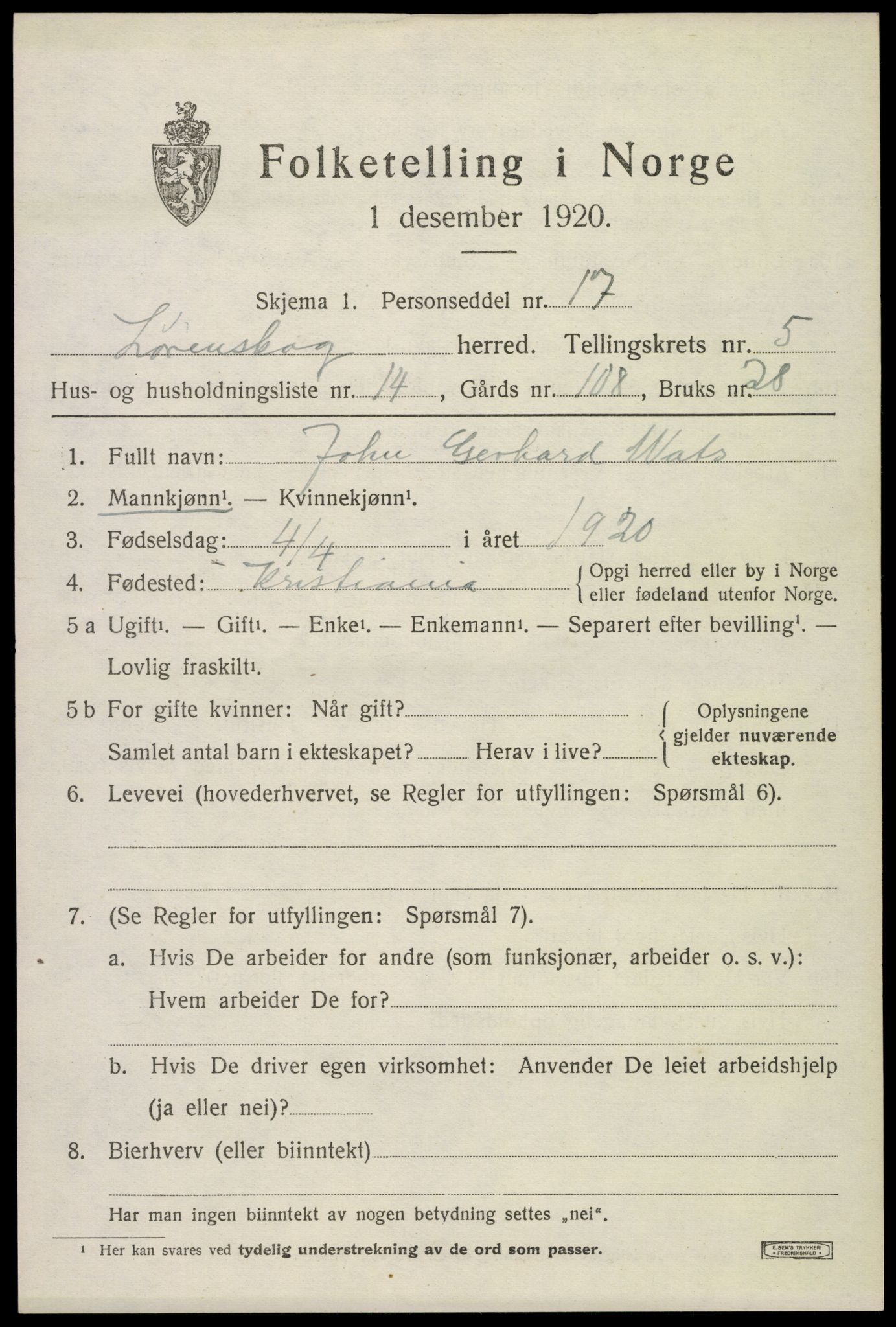 SAO, Folketelling 1920 for 0230 Lørenskog herred, 1920, s. 4457