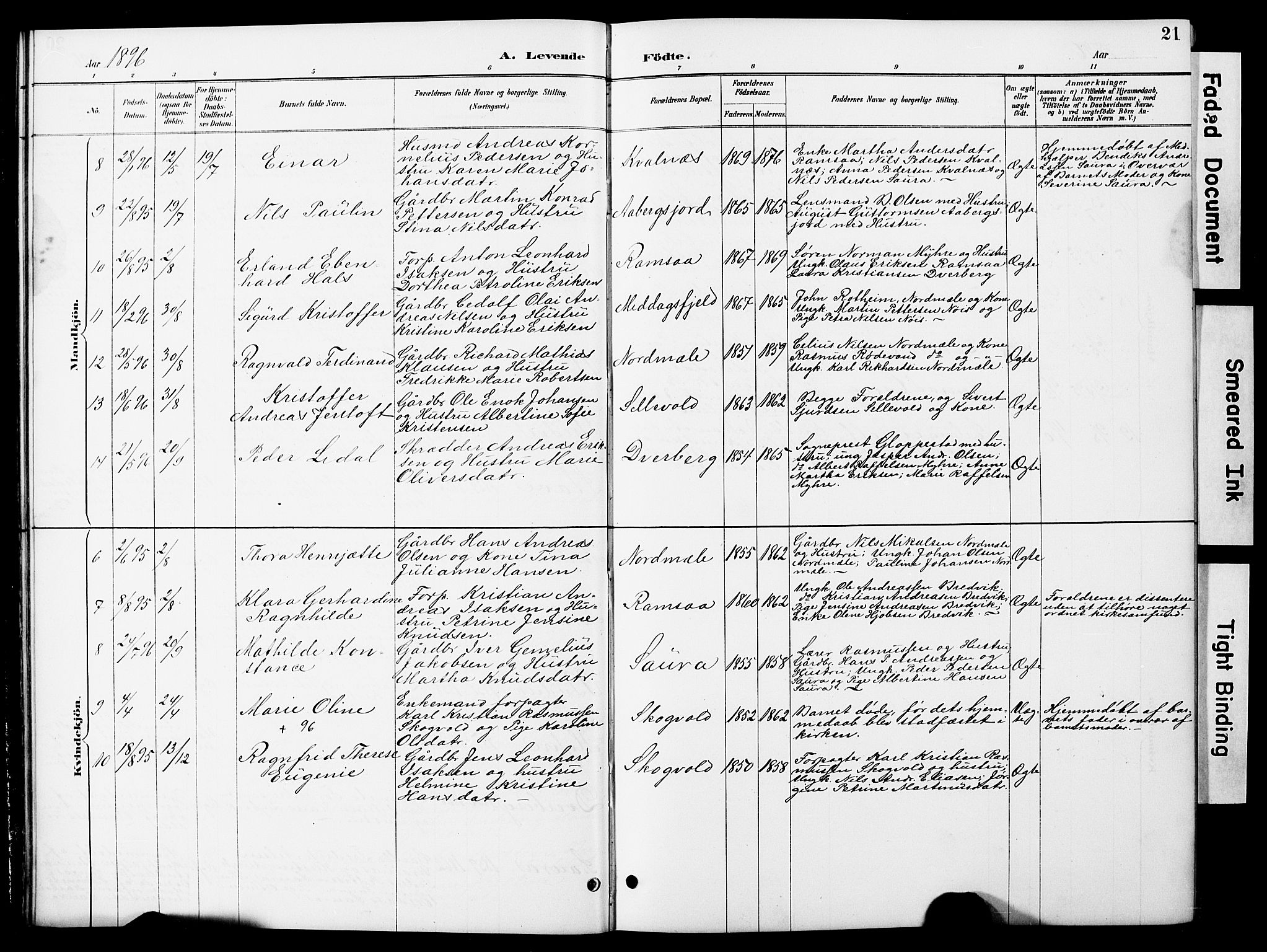 Ministerialprotokoller, klokkerbøker og fødselsregistre - Nordland, AV/SAT-A-1459/897/L1413: Klokkerbok nr. 897C03, 1887-1903, s. 21