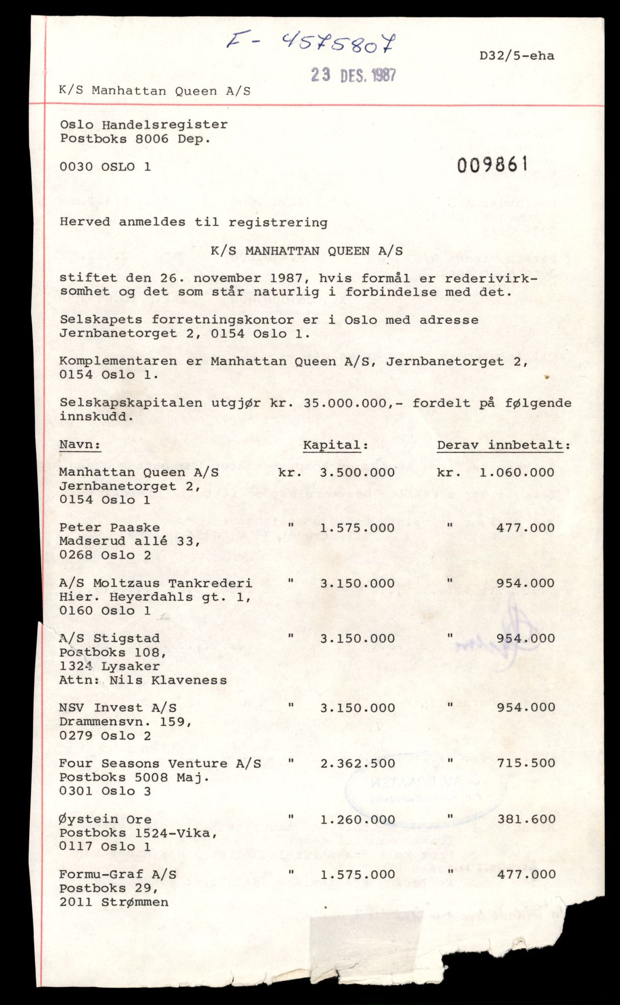 Oslo byfogd, Handelsregisteret, SAT/A-10867/G/Gb/Gba/L0202: Kommandittselskap, M-Ø, 1944-1990