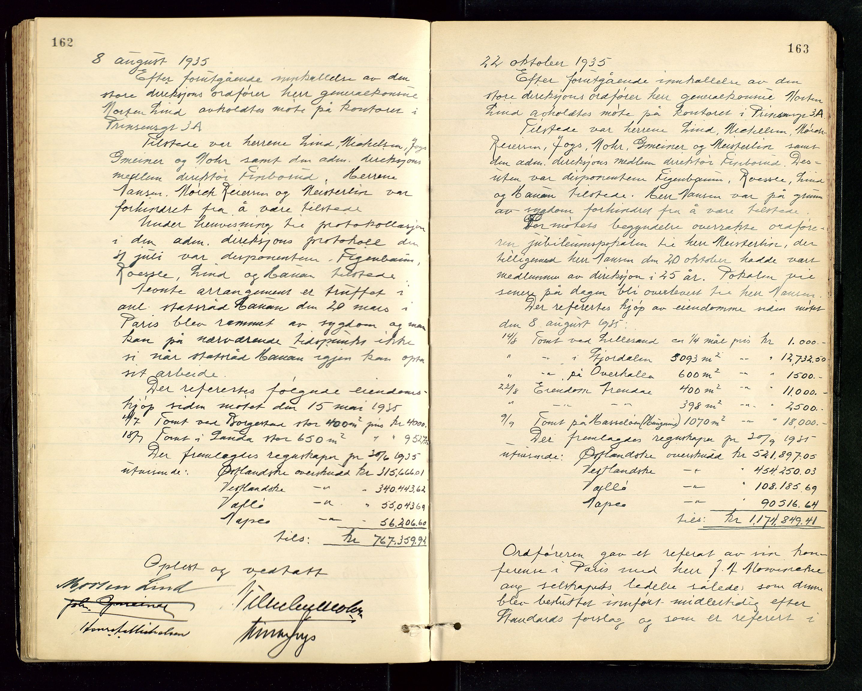 PA 1534 - Østlandske Petroleumscompagni A/S, AV/SAST-A-101954/A/Aa/L0006/0001: Direksjonsprotokoller / Protokoll for Den Store Direksjon, 1922-1952, s. 162-163