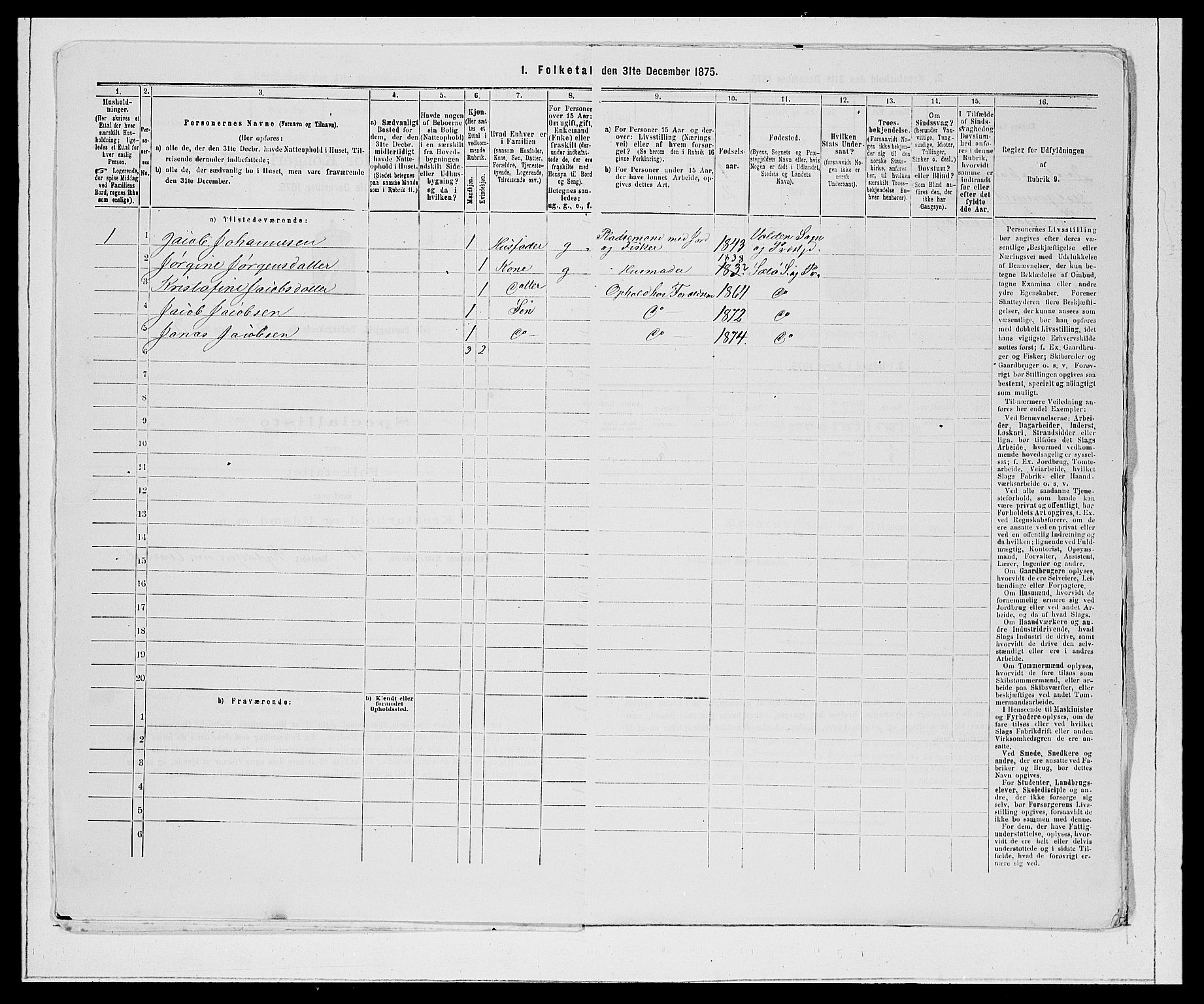 SAB, Folketelling 1875 for 1441P Selje prestegjeld, 1875, s. 943