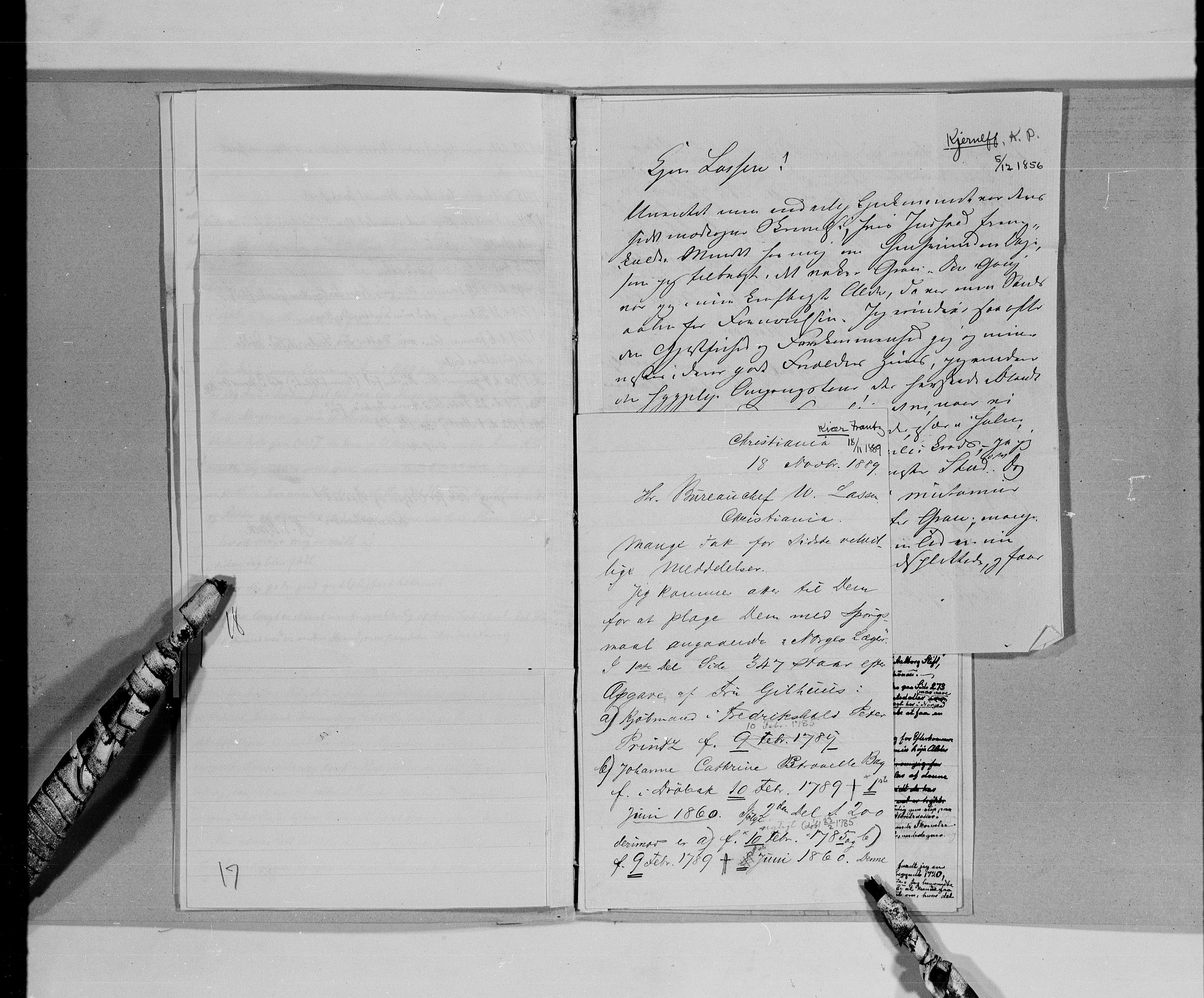 Lassens samlinger, AV/RA-PA-0051/G/L0099: Alfabetisk ordnede brev til Wilhelm Lassen: Keyser - Nissen, 1815-1907, s. 25