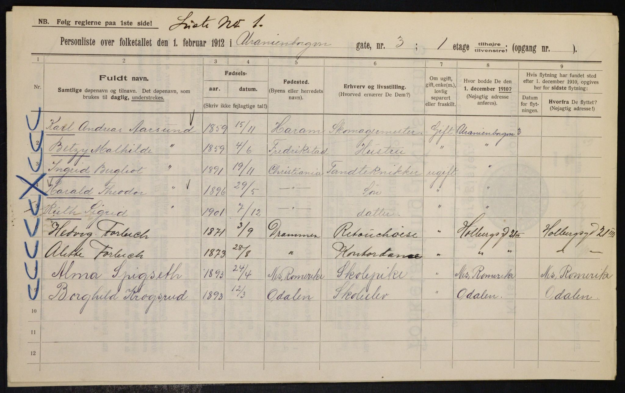 OBA, Kommunal folketelling 1.2.1912 for Kristiania, 1912, s. 120360