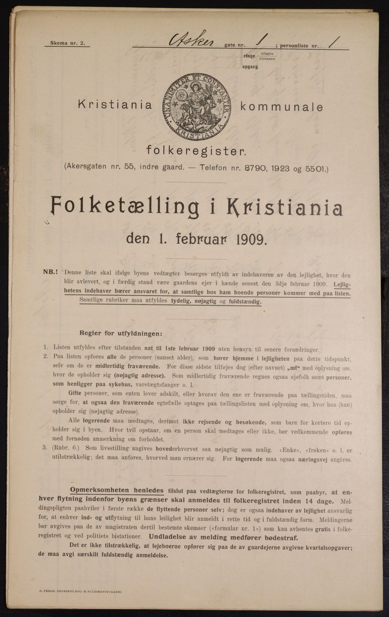 OBA, Kommunal folketelling 1.2.1909 for Kristiania kjøpstad, 1909, s. 2344