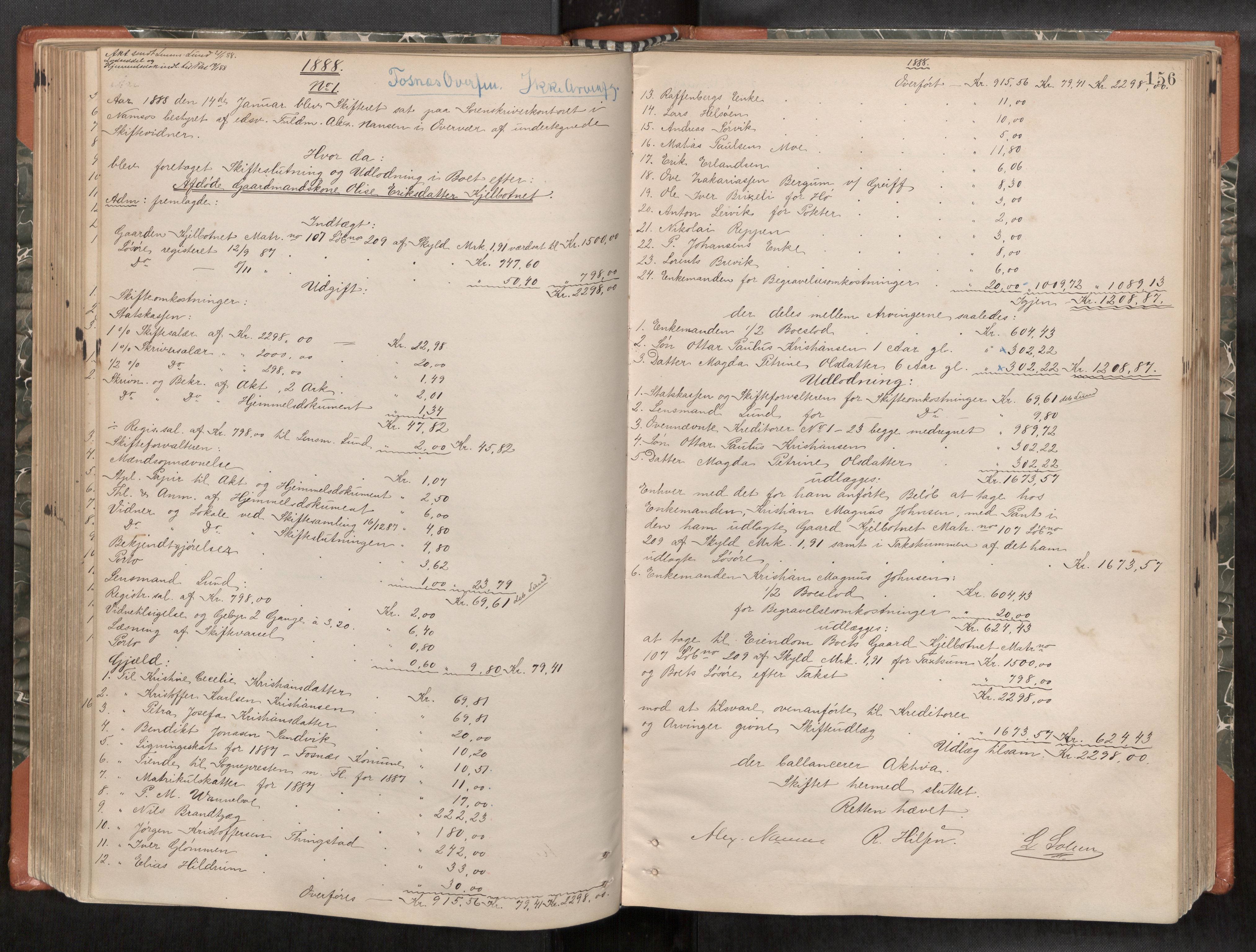 Namdal sorenskriveri, AV/SAT-A-4133/1/3/3A/L0045: Skifteprotokoll nr. 7, 1884-1894, s. 156