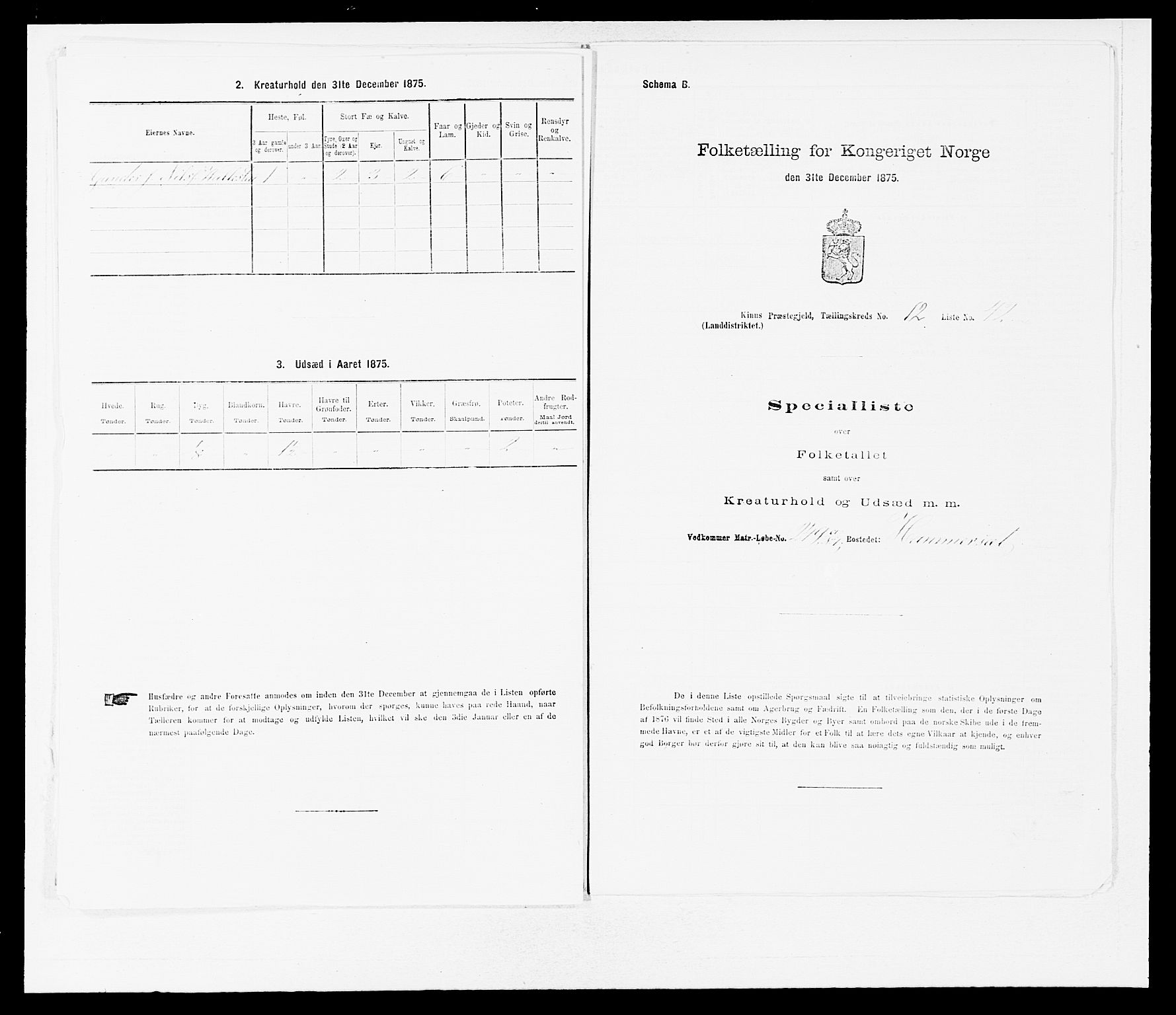 SAB, Folketelling 1875 for 1437L Kinn prestegjeld, Kinn sokn og Svanøy sokn, 1875, s. 1279