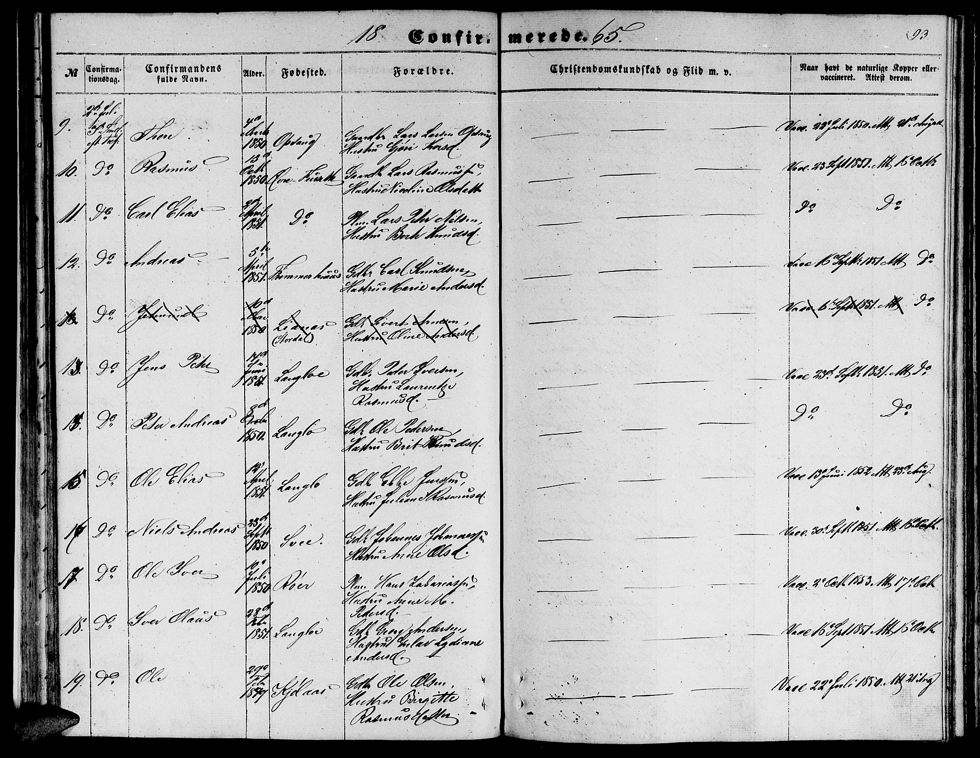 Ministerialprotokoller, klokkerbøker og fødselsregistre - Møre og Romsdal, AV/SAT-A-1454/520/L0291: Klokkerbok nr. 520C03, 1854-1881, s. 93