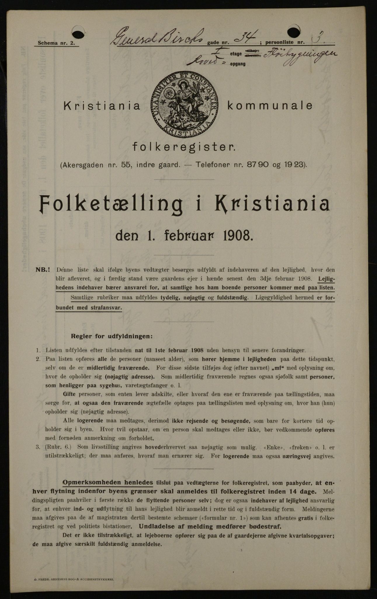 OBA, Kommunal folketelling 1.2.1908 for Kristiania kjøpstad, 1908, s. 26266