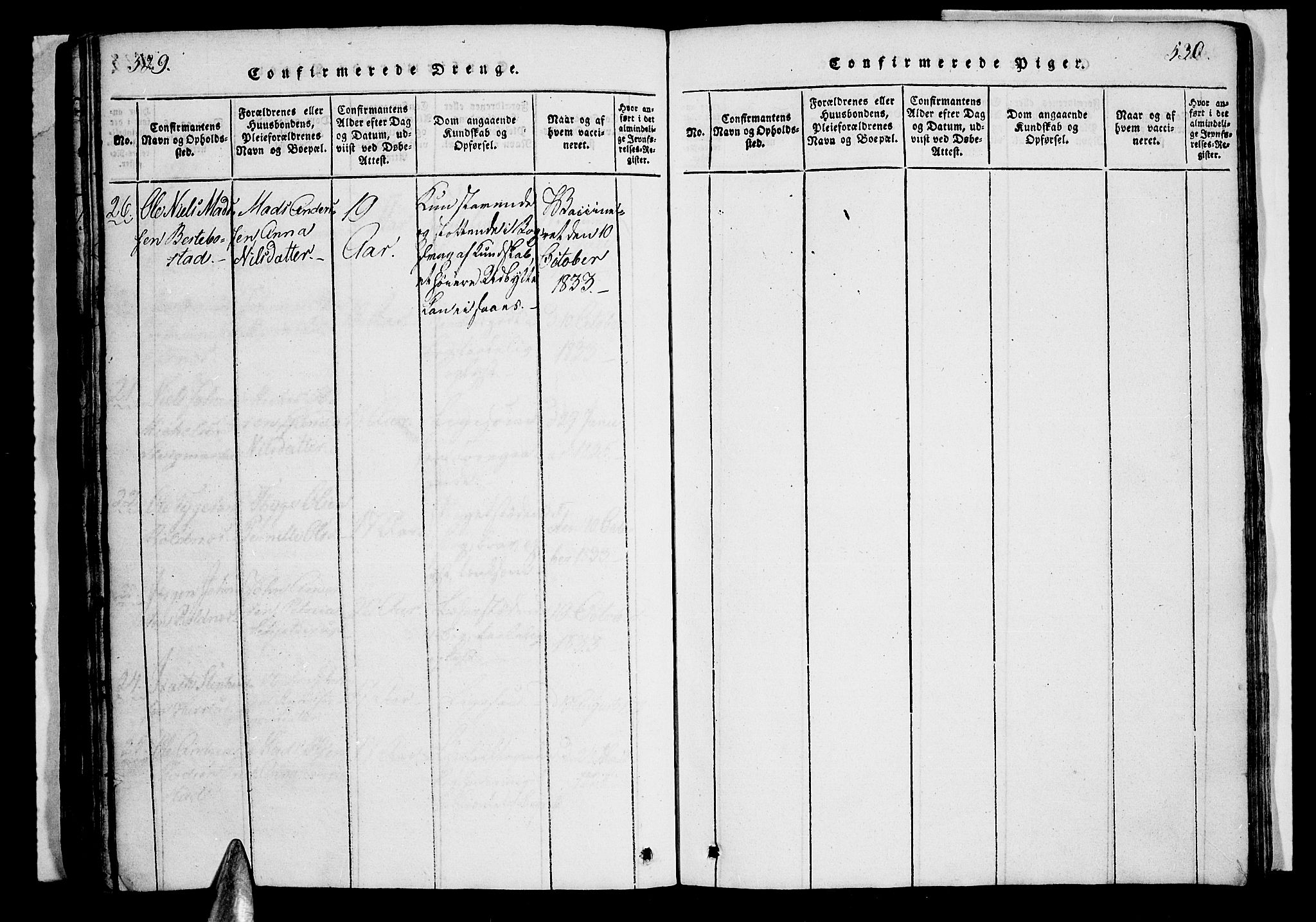 Trondenes sokneprestkontor, SATØ/S-1319/H/Hb/L0003klokker: Klokkerbok nr. 3, 1820-1834, s. 529-530
