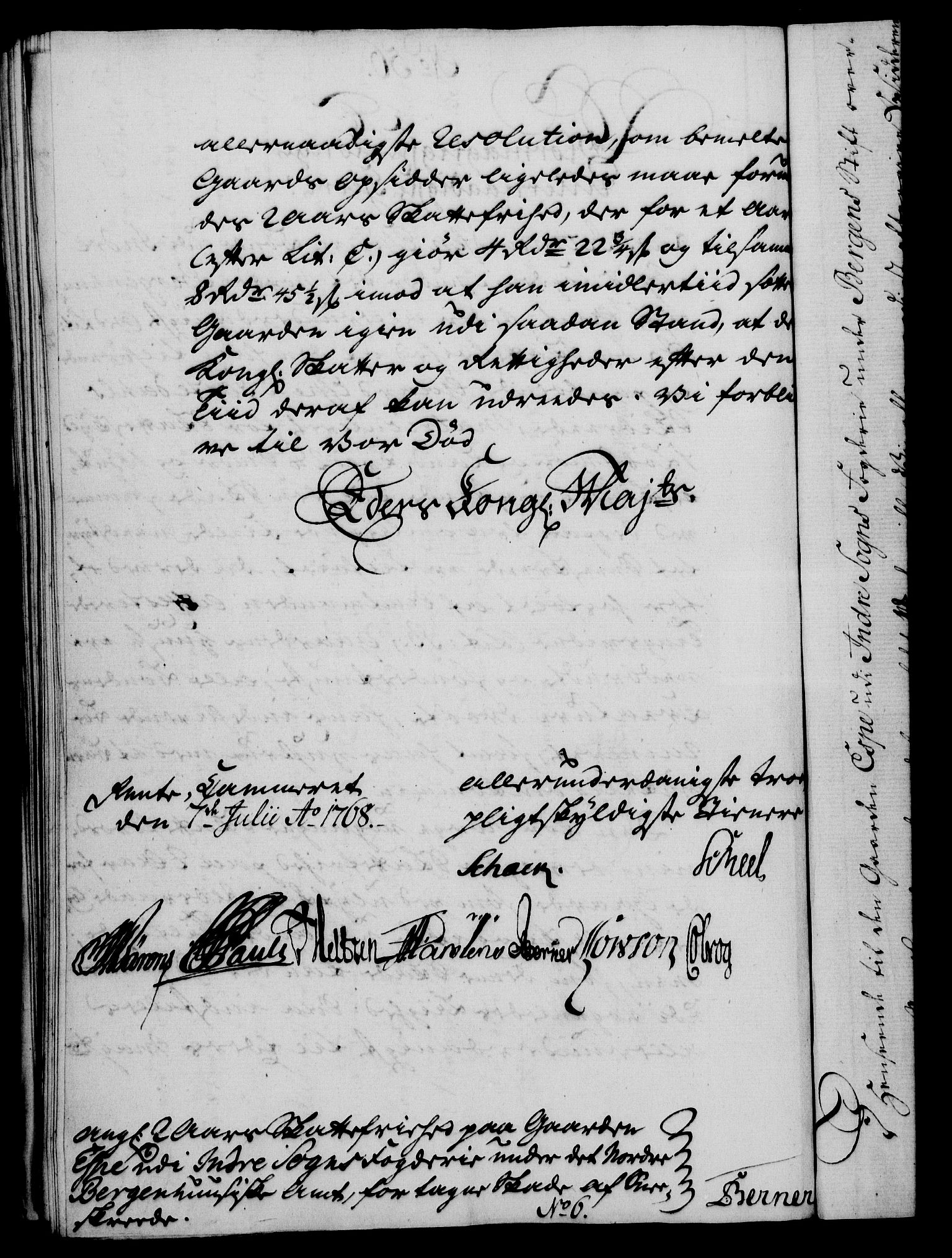 Rentekammeret, Kammerkanselliet, RA/EA-3111/G/Gf/Gfa/L0050: Norsk relasjons- og resolusjonsprotokoll (merket RK 52.50), 1768, s. 254