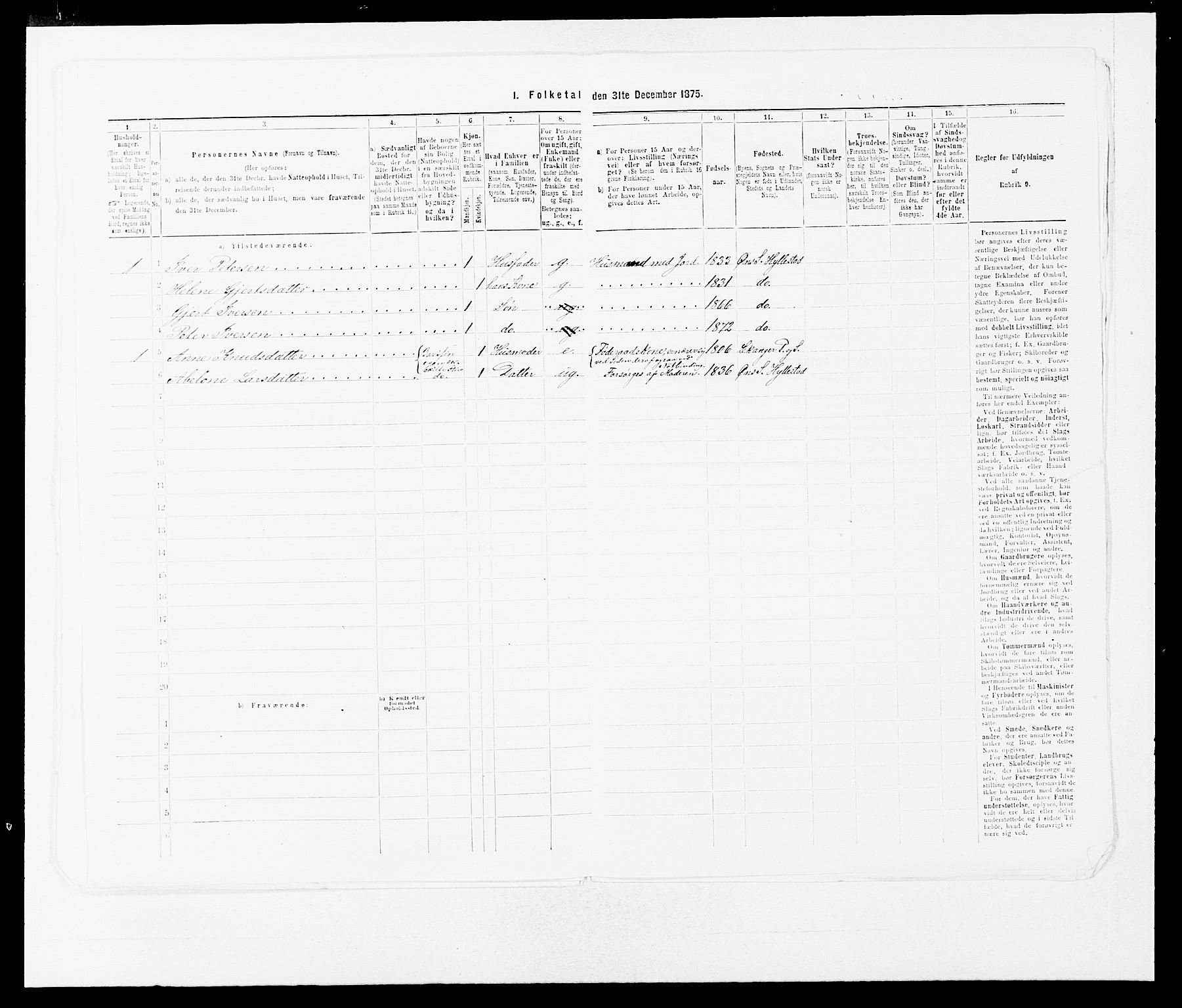 SAB, Folketelling 1875 for 1413P Hyllestad prestegjeld, 1875, s. 112