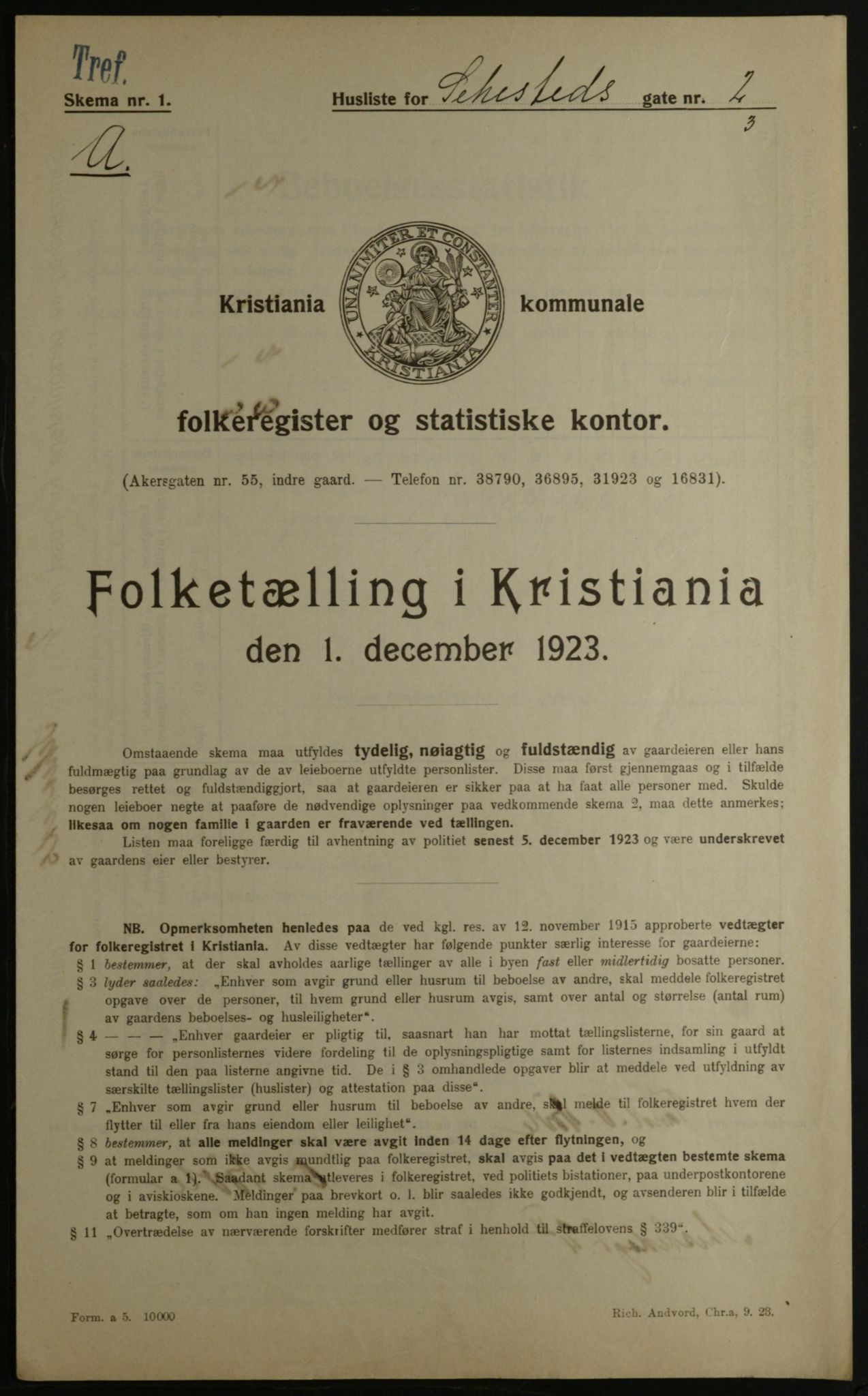 OBA, Kommunal folketelling 1.12.1923 for Kristiania, 1923, s. 103935