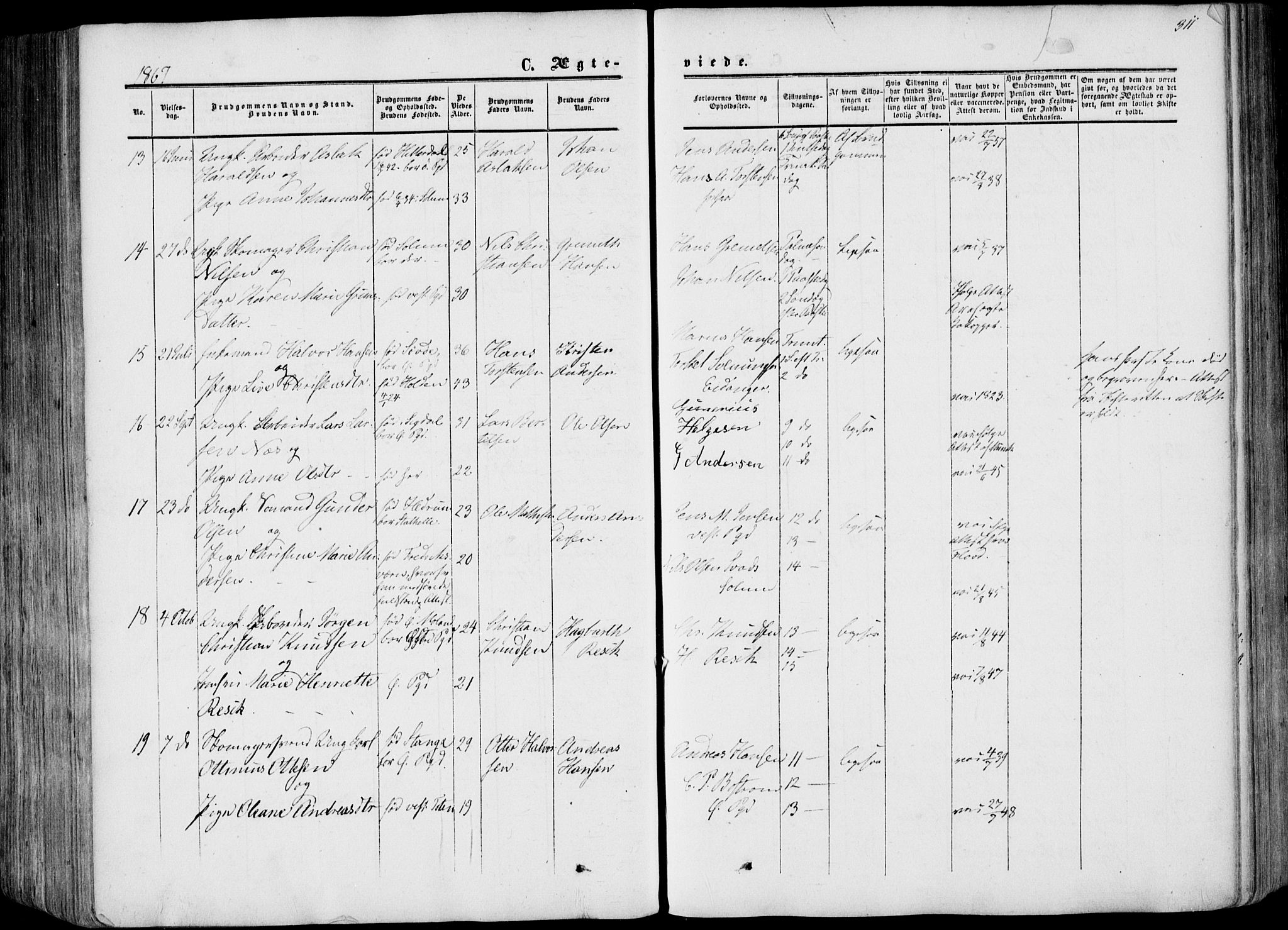 Porsgrunn kirkebøker , AV/SAKO-A-104/F/Fa/L0007: Ministerialbok nr. 7, 1858-1877, s. 311