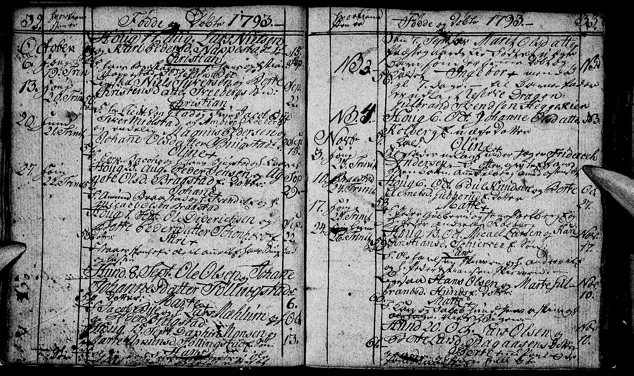 Vardal prestekontor, SAH/PREST-100/H/Ha/Hab/L0002: Klokkerbok nr. 2, 1790-1803, s. 32-33