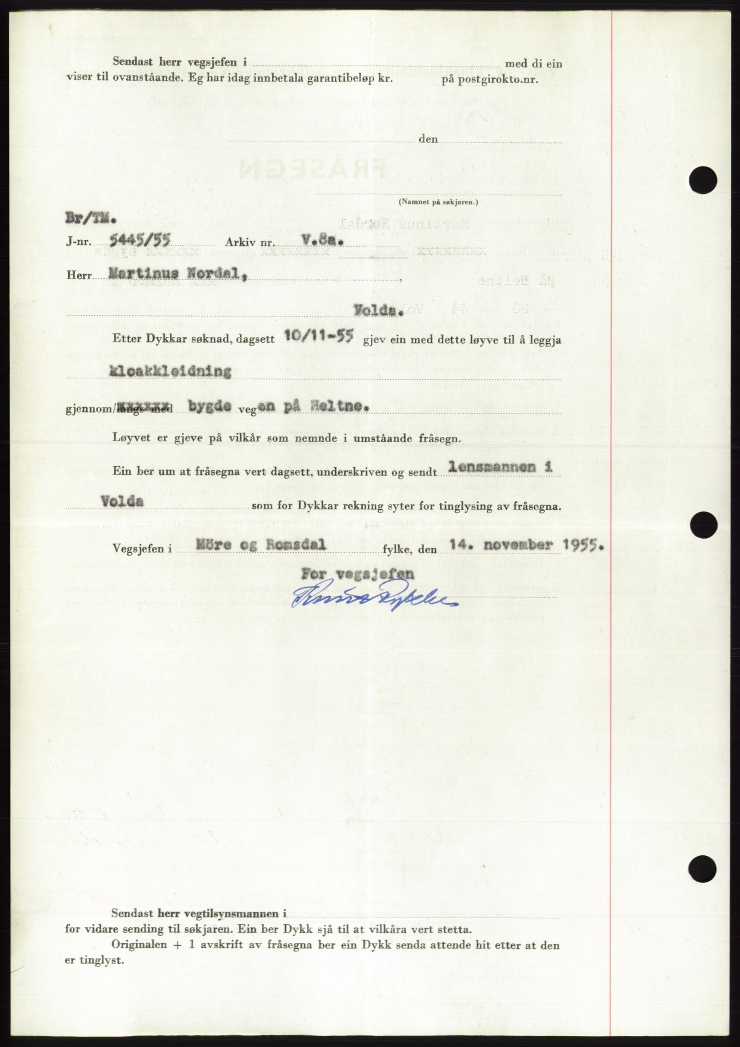 Søre Sunnmøre sorenskriveri, AV/SAT-A-4122/1/2/2C/L0102: Pantebok nr. 28A, 1955-1956, Dagboknr: 2972/1955