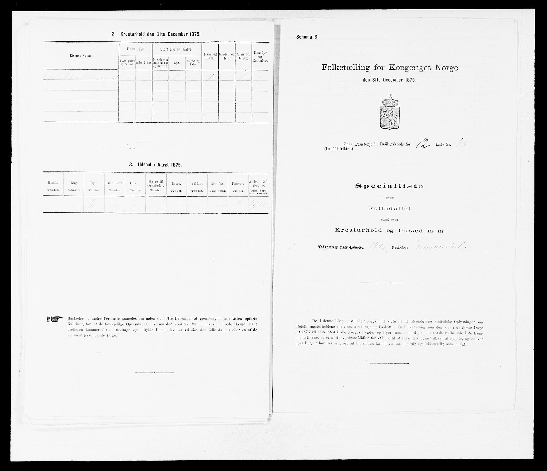 SAB, Folketelling 1875 for 1437L Kinn prestegjeld, Kinn sokn og Svanøy sokn, 1875, s. 1285