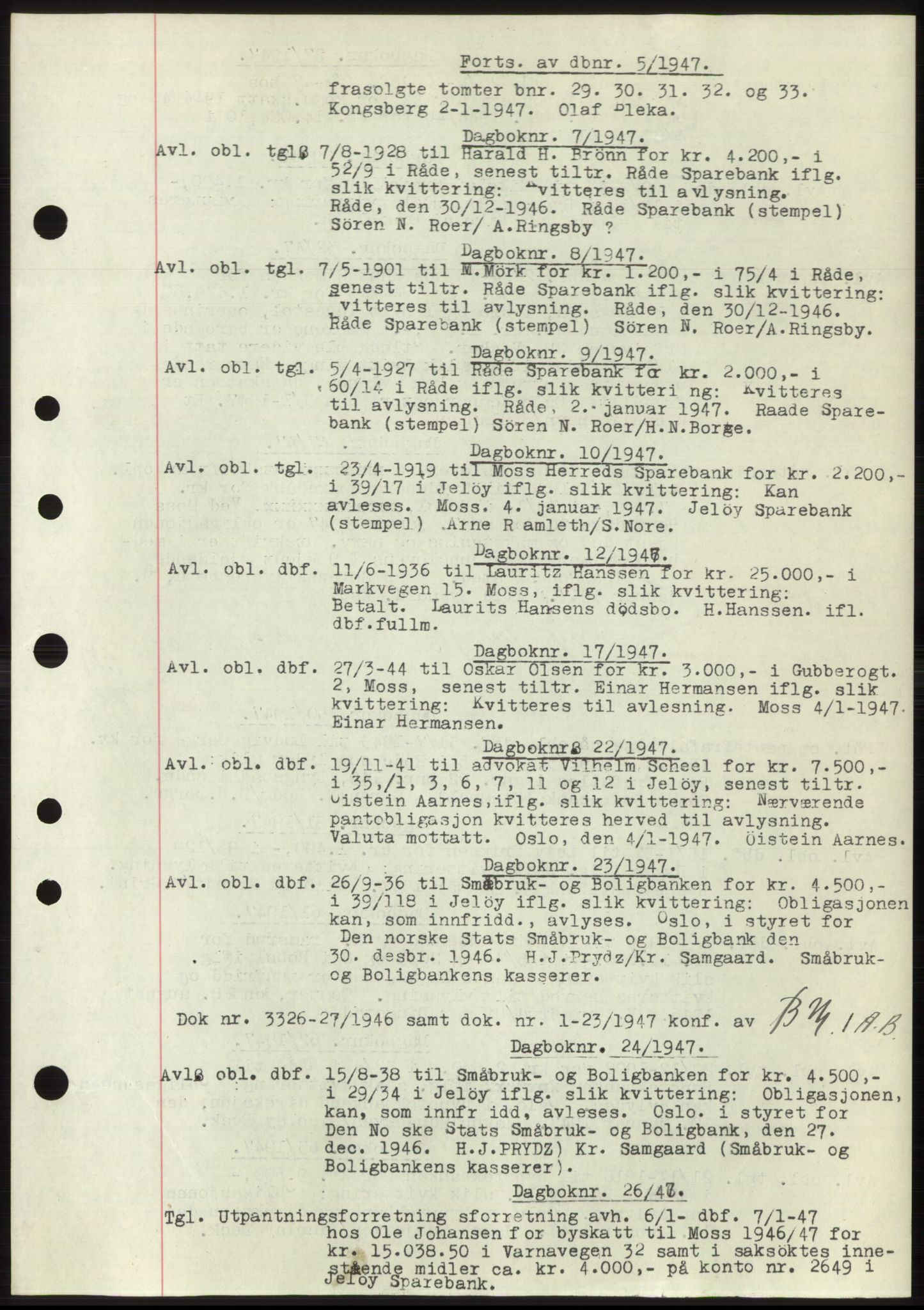 Moss sorenskriveri, SAO/A-10168: Pantebok nr. C10, 1938-1950, Dagboknr: 5/1947