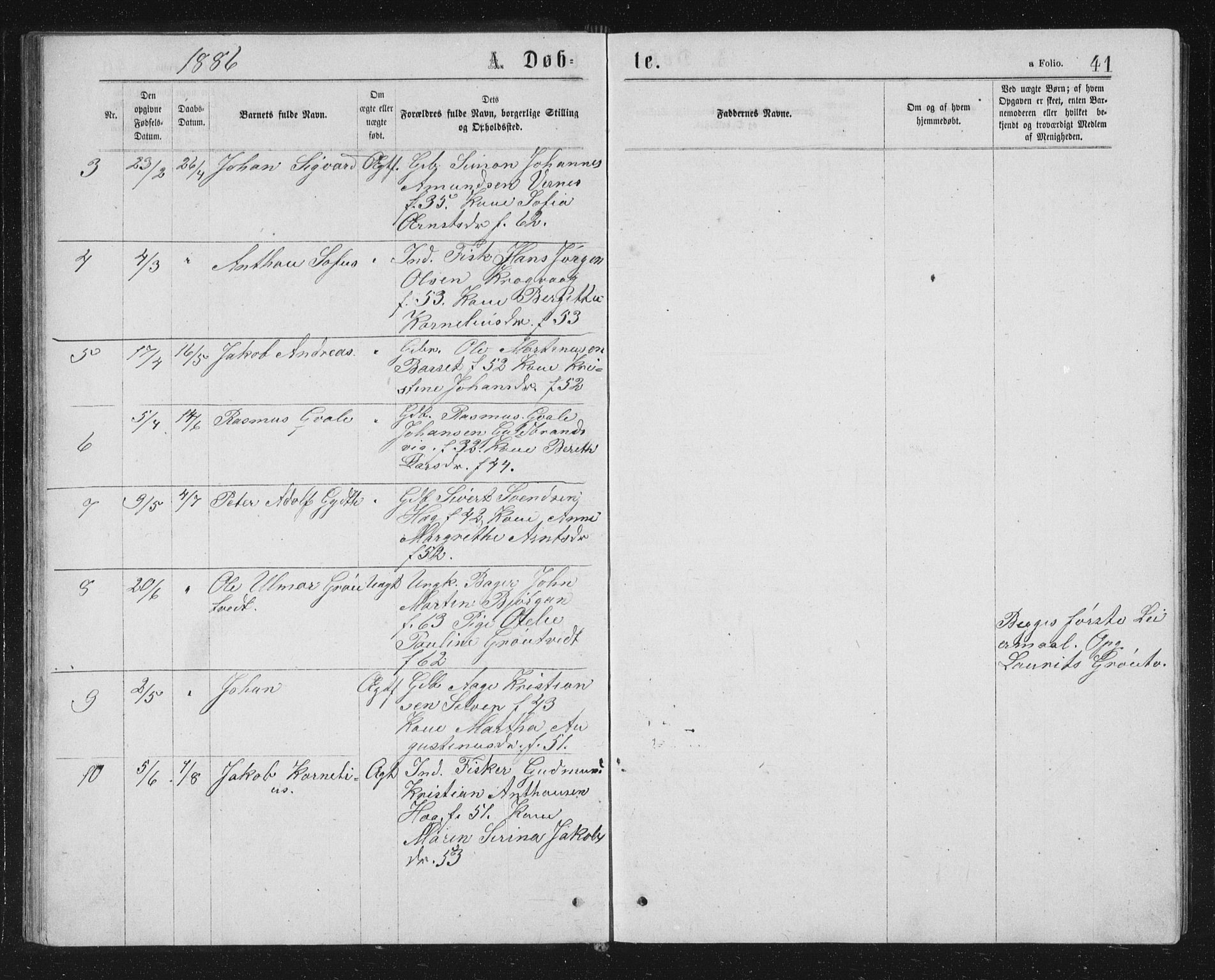 Ministerialprotokoller, klokkerbøker og fødselsregistre - Sør-Trøndelag, SAT/A-1456/662/L0756: Klokkerbok nr. 662C01, 1869-1891, s. 41