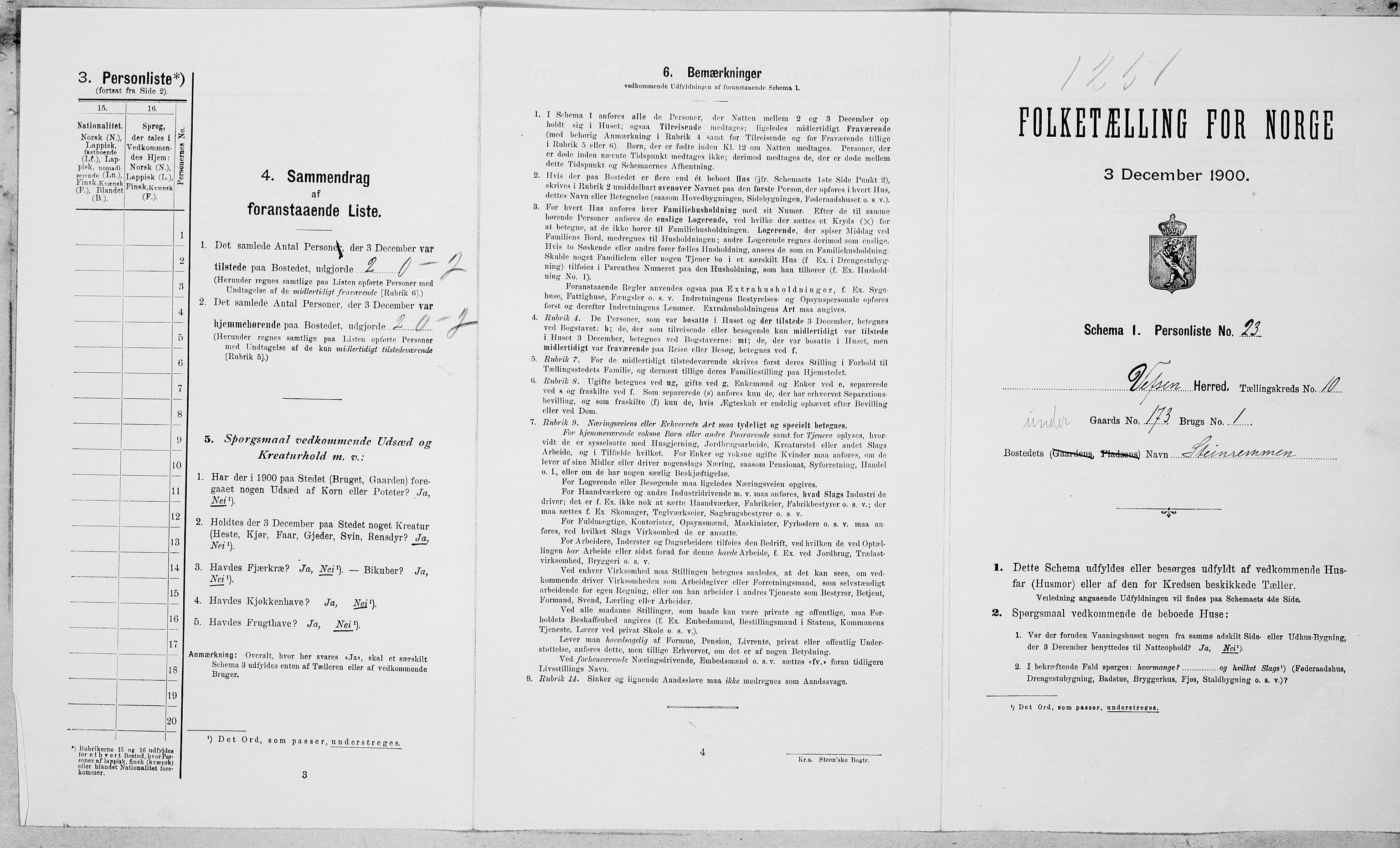 SAT, Folketelling 1900 for 1824 Vefsn herred, 1900, s. 923