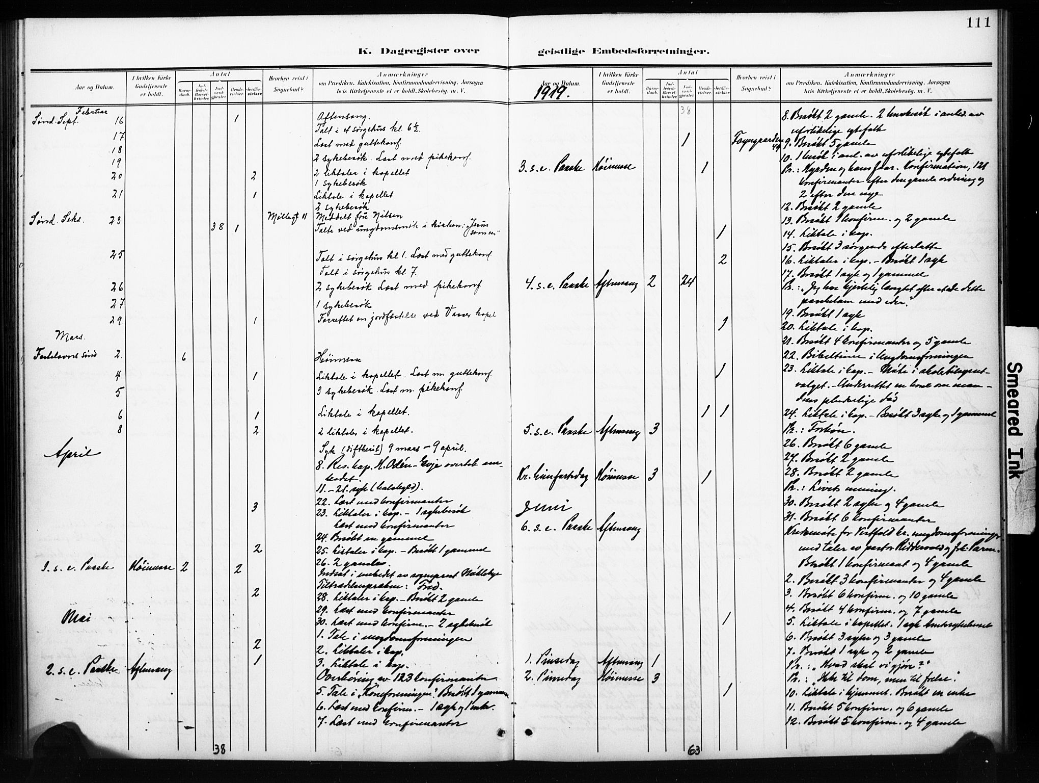 Tønsberg kirkebøker, AV/SAKO-A-330/I/Ib/L0002: Dagsregister nr. II 2, 1902-1930, s. 111