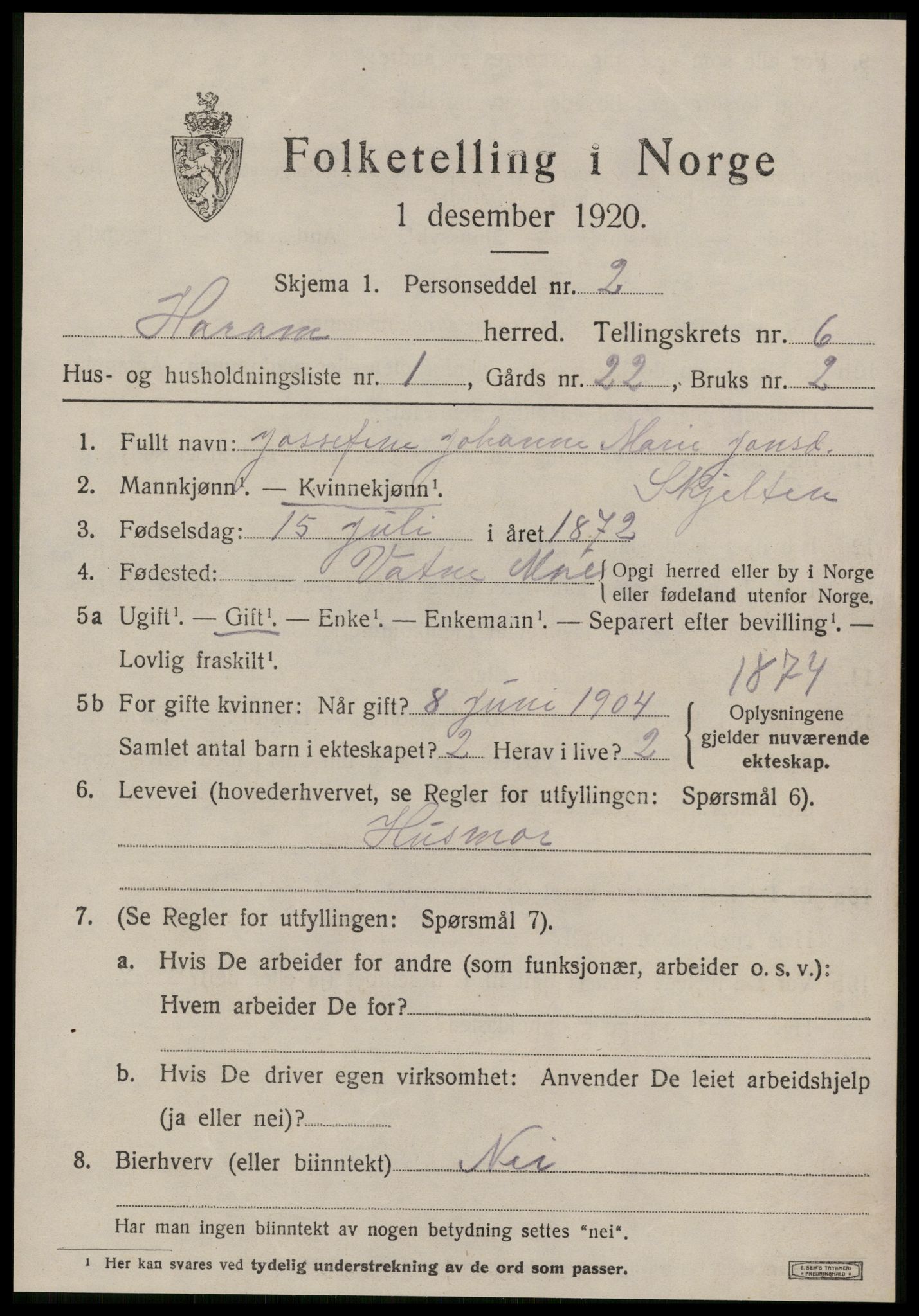 SAT, Folketelling 1920 for 1534 Haram herred, 1920, s. 3231