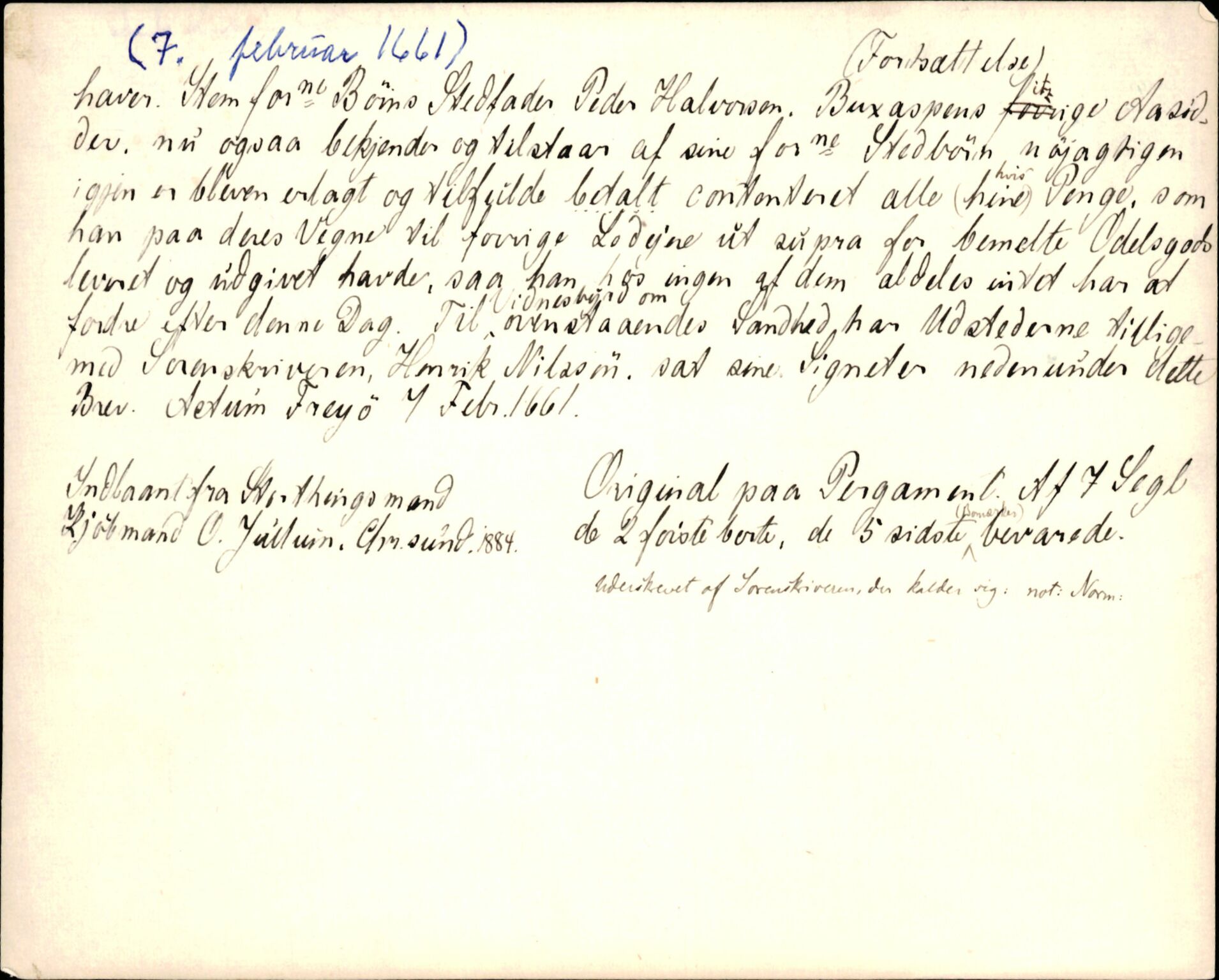 Riksarkivets diplomsamling, AV/RA-EA-5965/F35/F35d/L0005: Innlånte diplomer, seddelregister, 1661-1690, s. 3