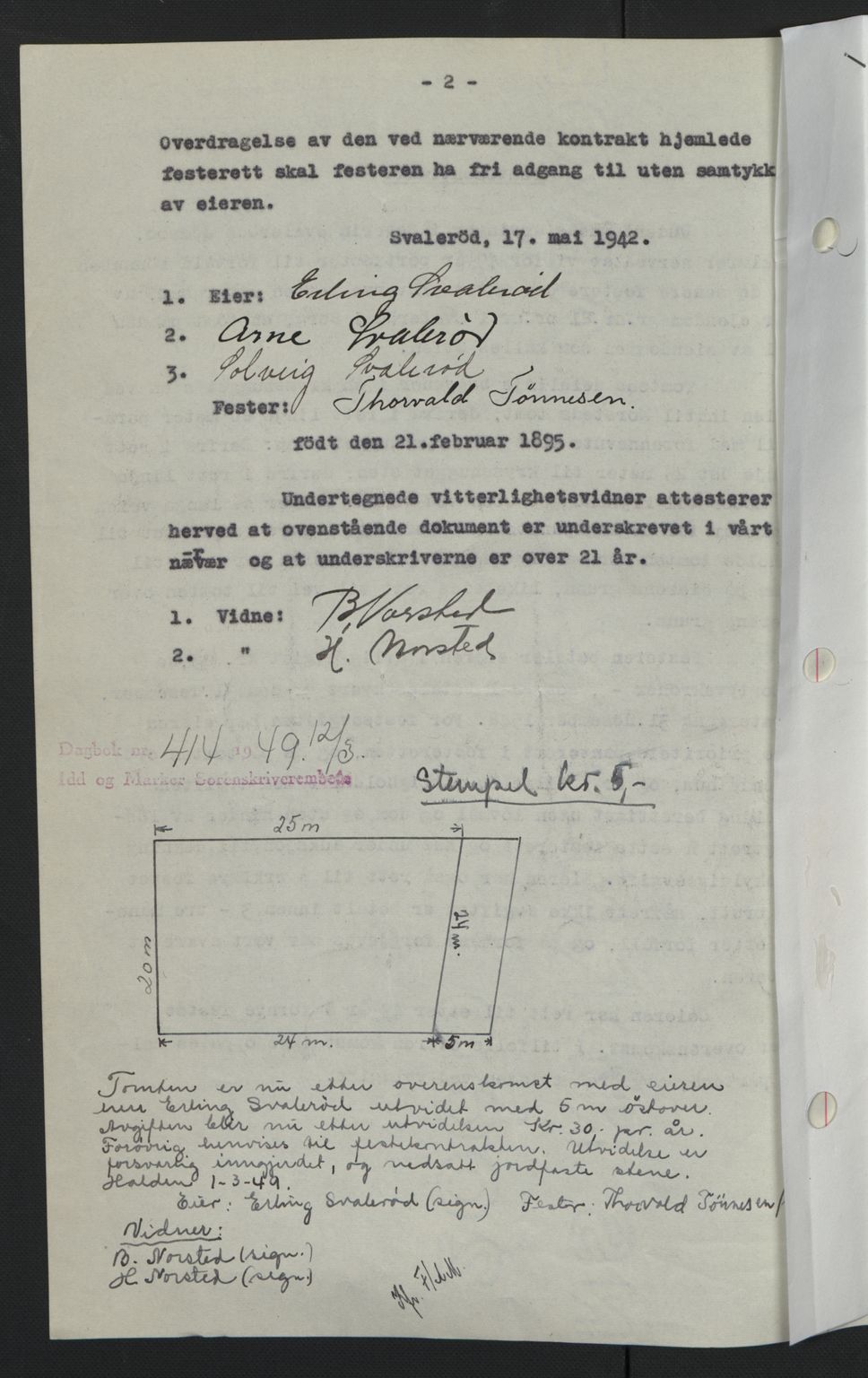 Idd og Marker sorenskriveri, AV/SAO-A-10283/G/Gb/Gbb/L0005: Pantebok nr. A5, 1941-1943, Dagboknr: 711/1942