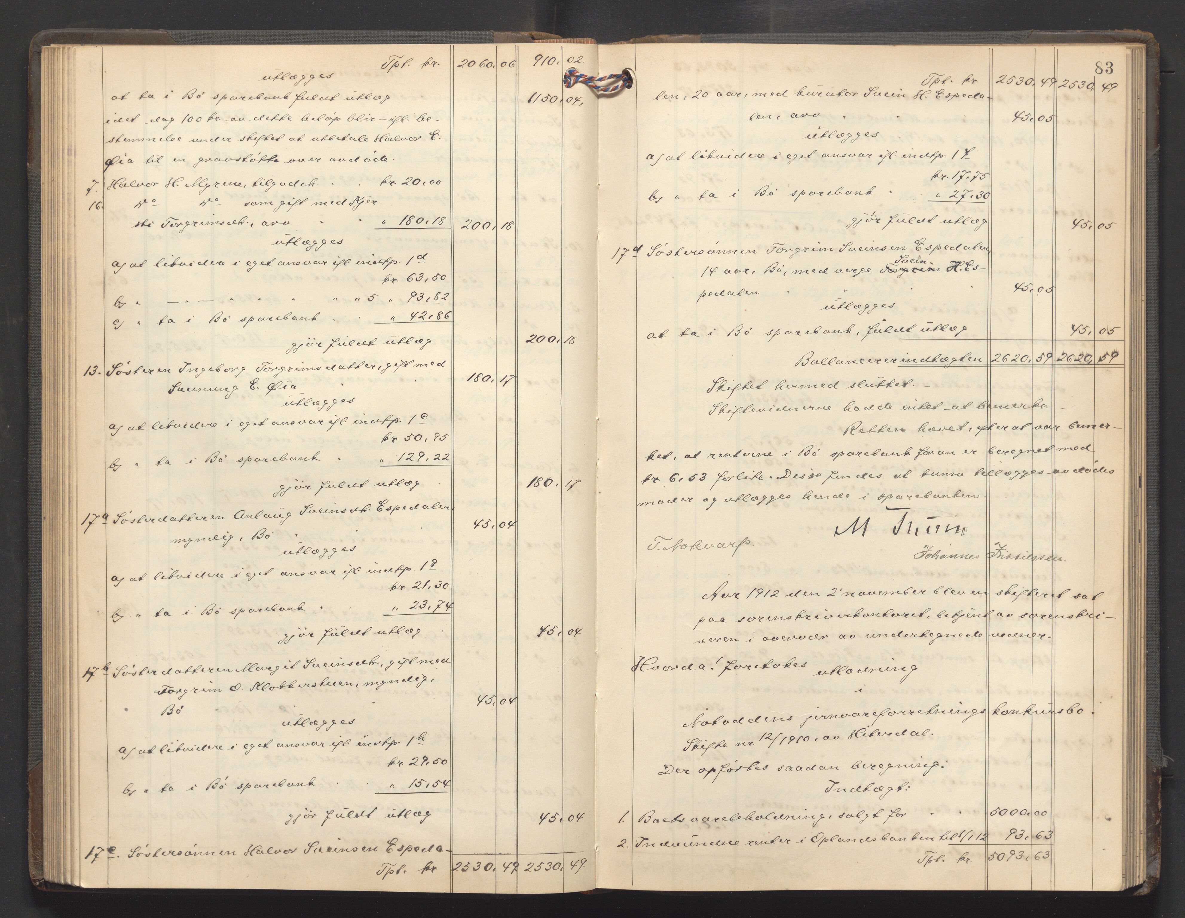 Nedre Telemark sorenskriveri, AV/SAKO-A-135/H/Hb/Hbe/L0007: Skifteutlodningsprotokoll, 1910-1916, s. 82b-83a