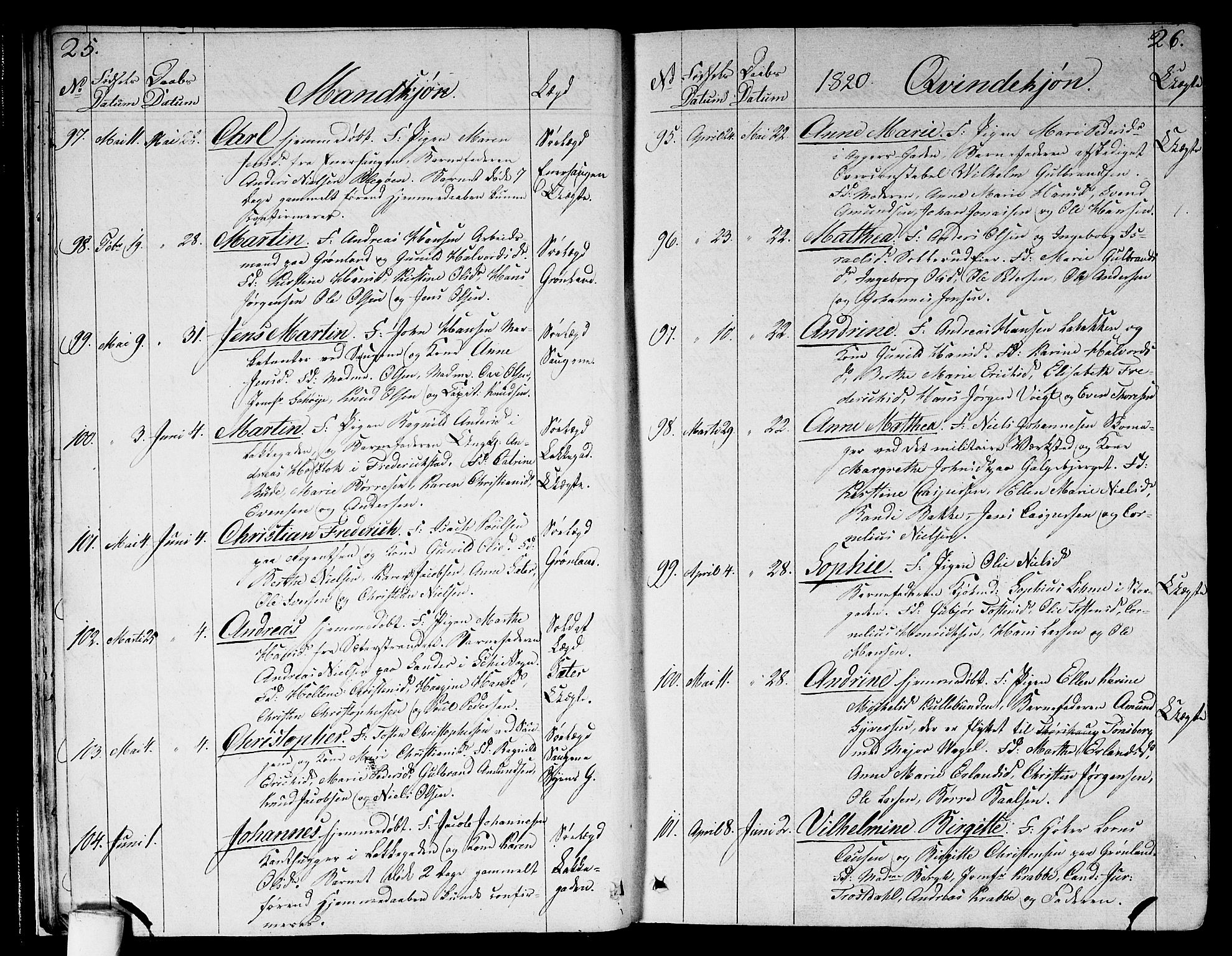 Aker prestekontor kirkebøker, AV/SAO-A-10861/G/L0004: Klokkerbok nr. 4, 1819-1829, s. 25-26