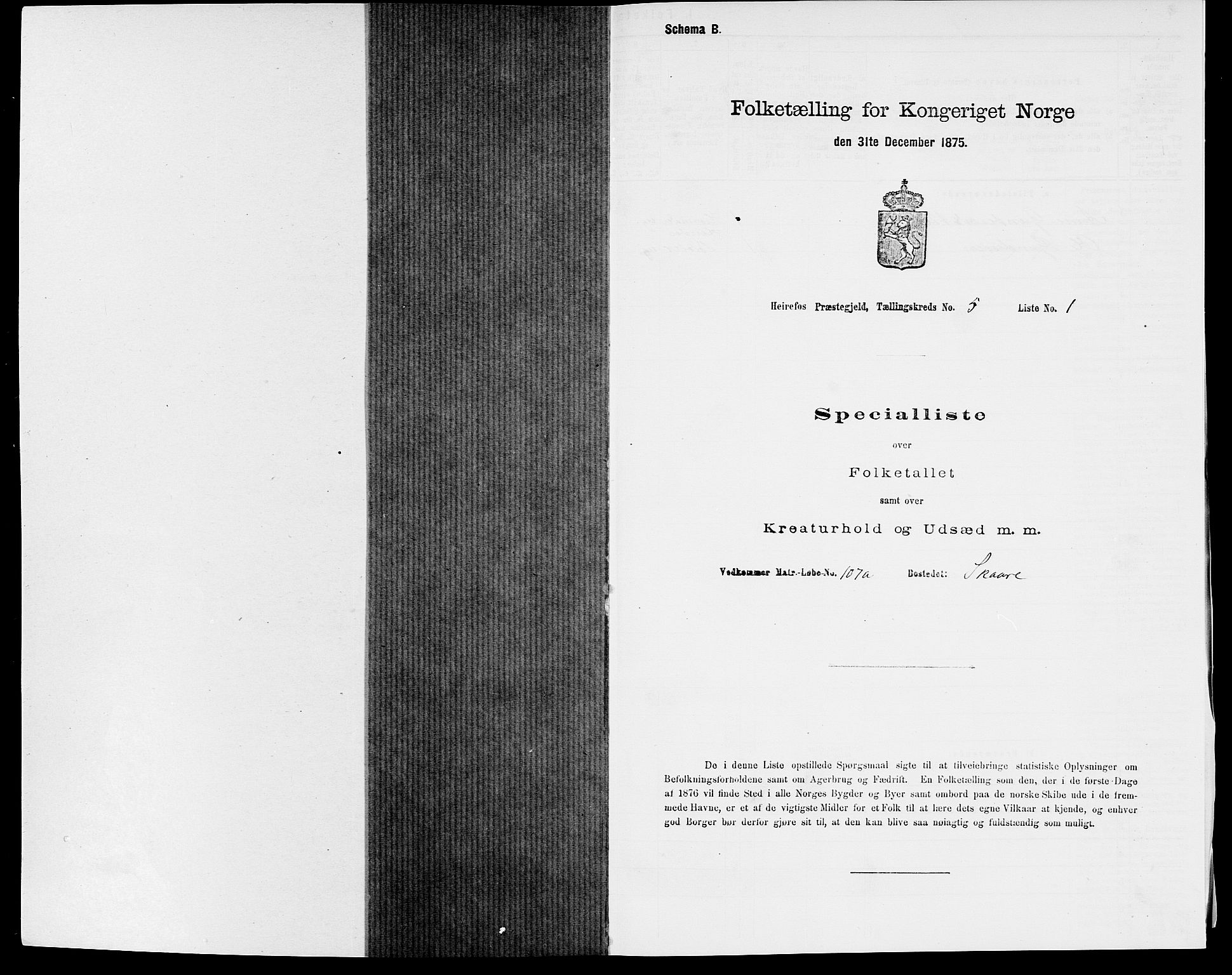 SAK, Folketelling 1875 for 0933P Herefoss prestegjeld, 1875, s. 388