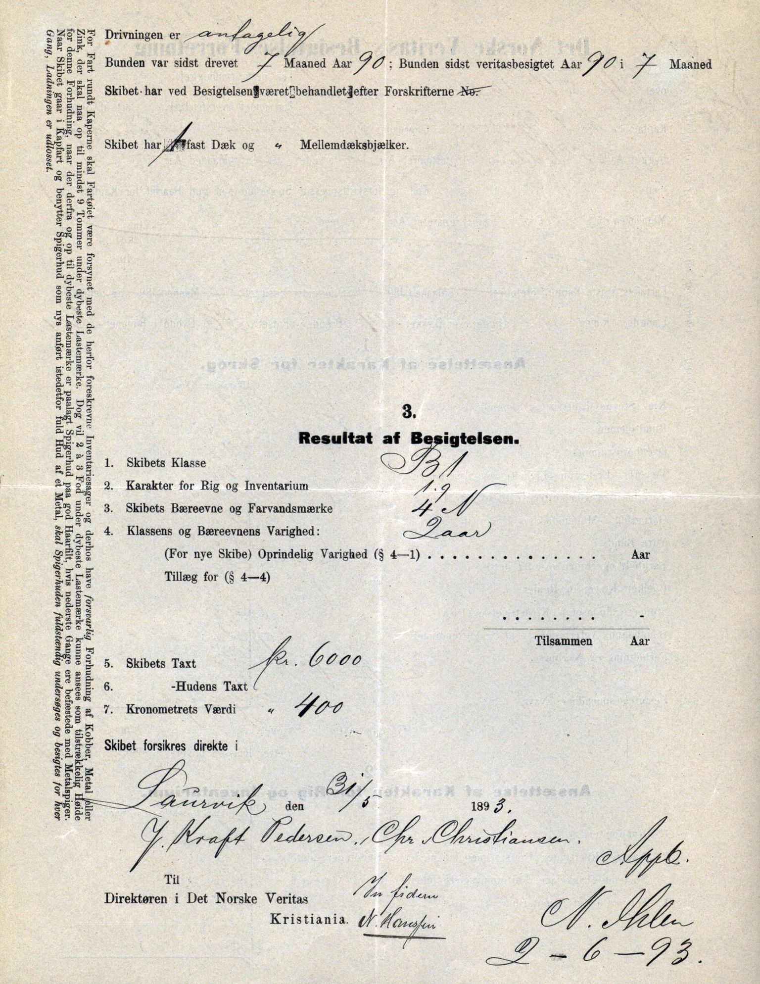 Pa 63 - Østlandske skibsassuranceforening, VEMU/A-1079/G/Ga/L0030/0001: Havaridokumenter / Leif, Korsvei, Margret, Mangerton, Mathilde, Island, Andover, 1893, s. 196