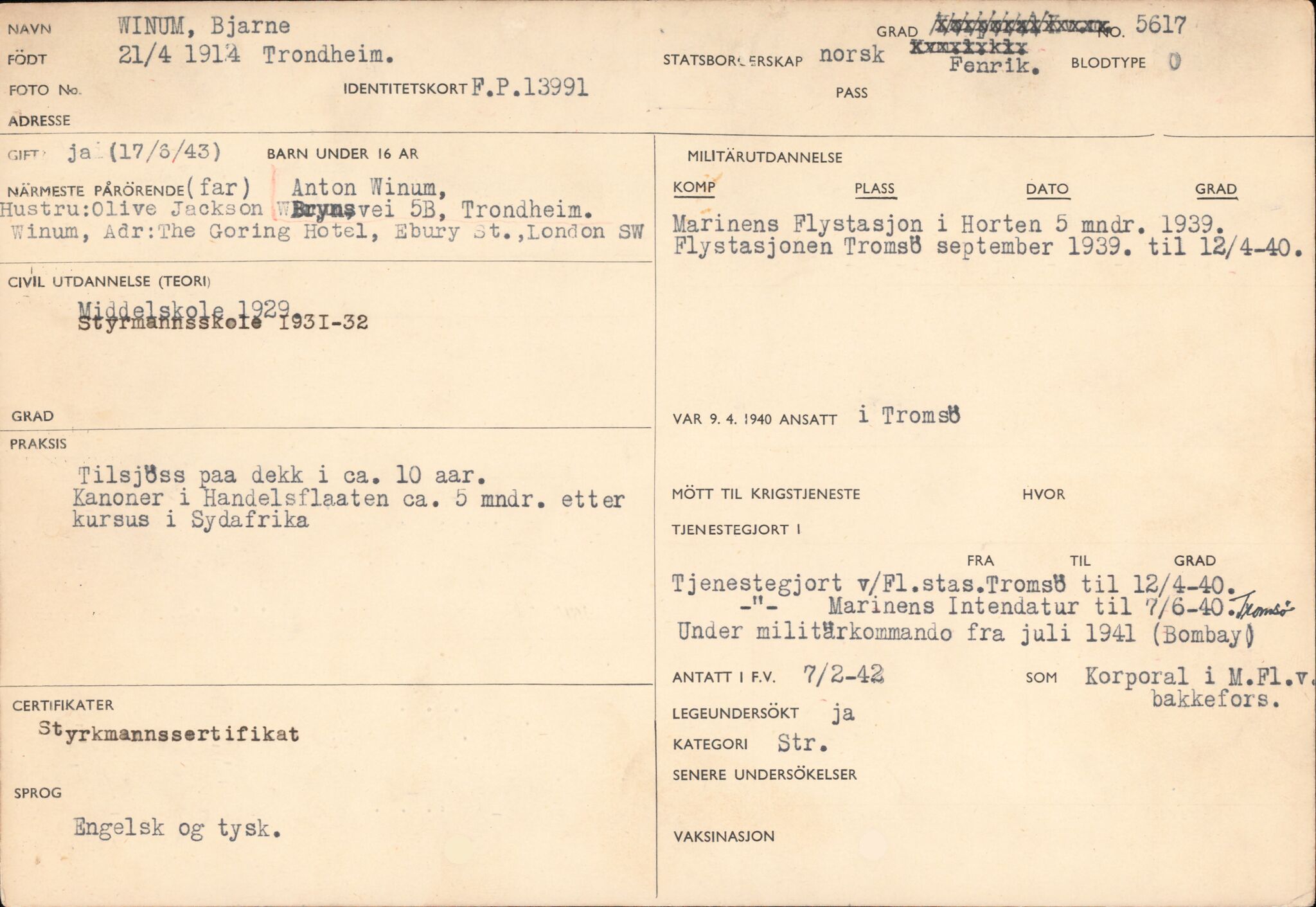 Forsvaret, Forsvarets overkommando/Luftforsvarsstaben, RA/RAFA-4079/P/Pa/L0038: Personellpapirer, 1914, s. 444