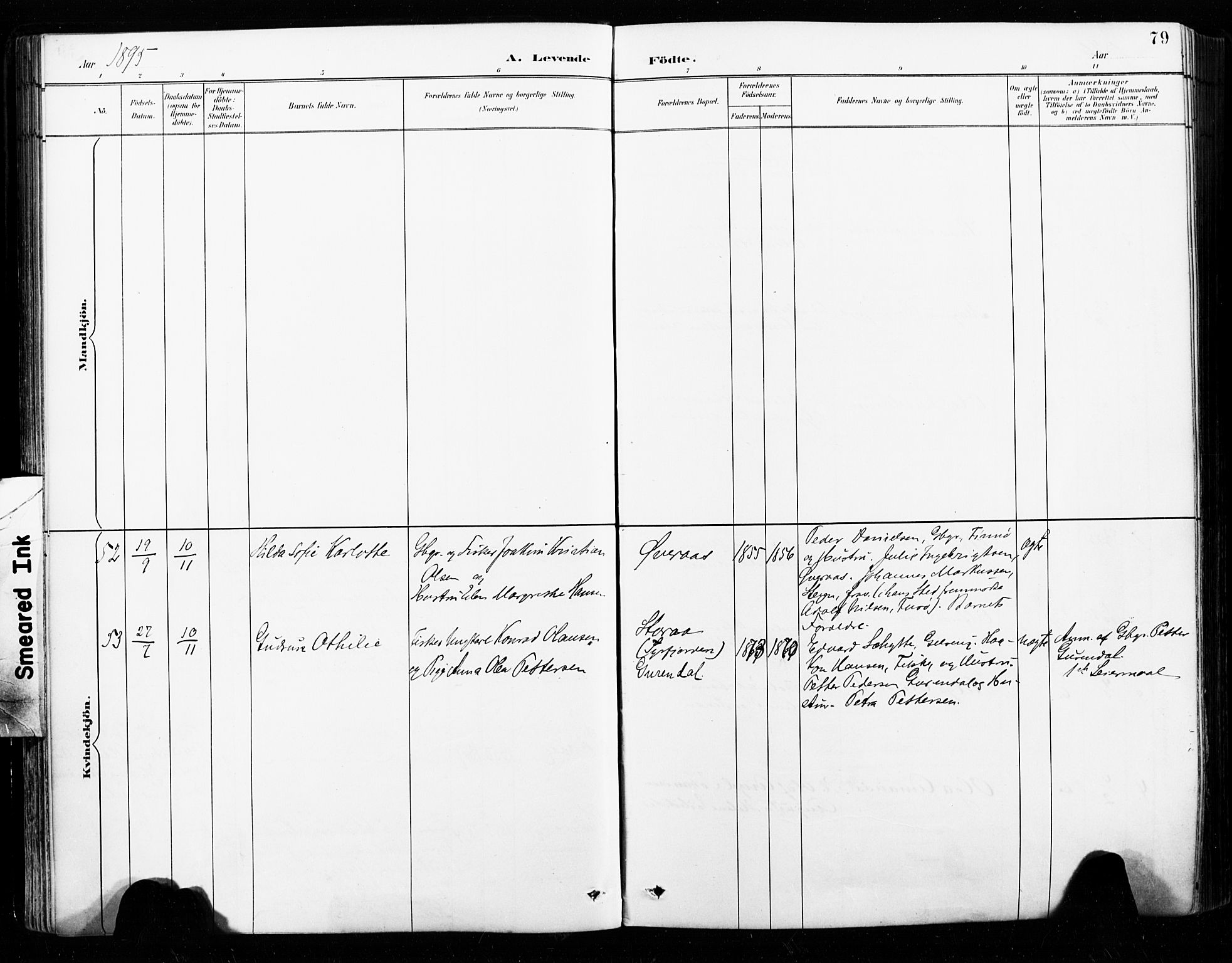 Ministerialprotokoller, klokkerbøker og fødselsregistre - Nordland, SAT/A-1459/859/L0847: Ministerialbok nr. 859A07, 1890-1899, s. 79