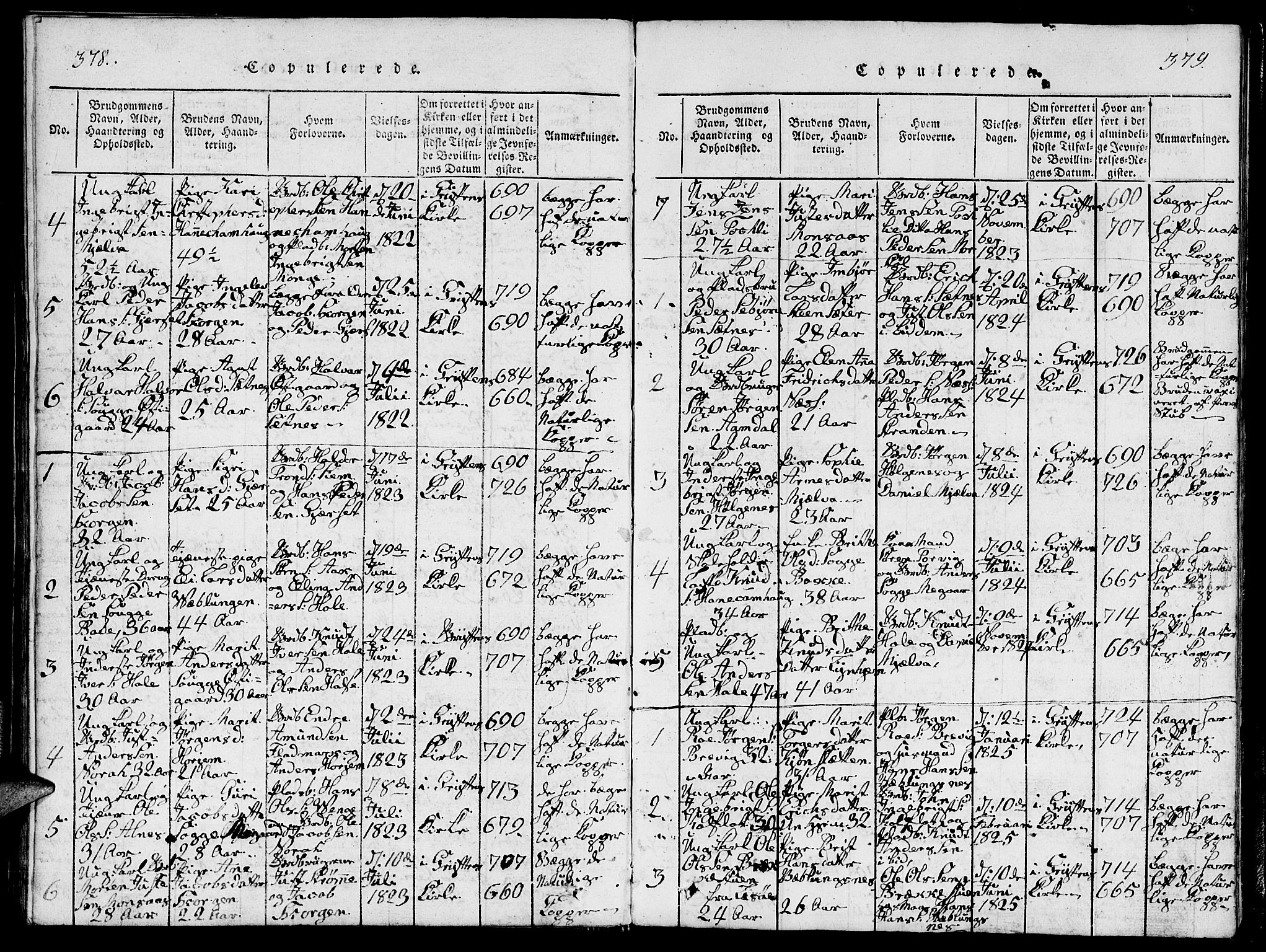 Ministerialprotokoller, klokkerbøker og fødselsregistre - Møre og Romsdal, AV/SAT-A-1454/544/L0579: Klokkerbok nr. 544C01, 1818-1836, s. 378-379