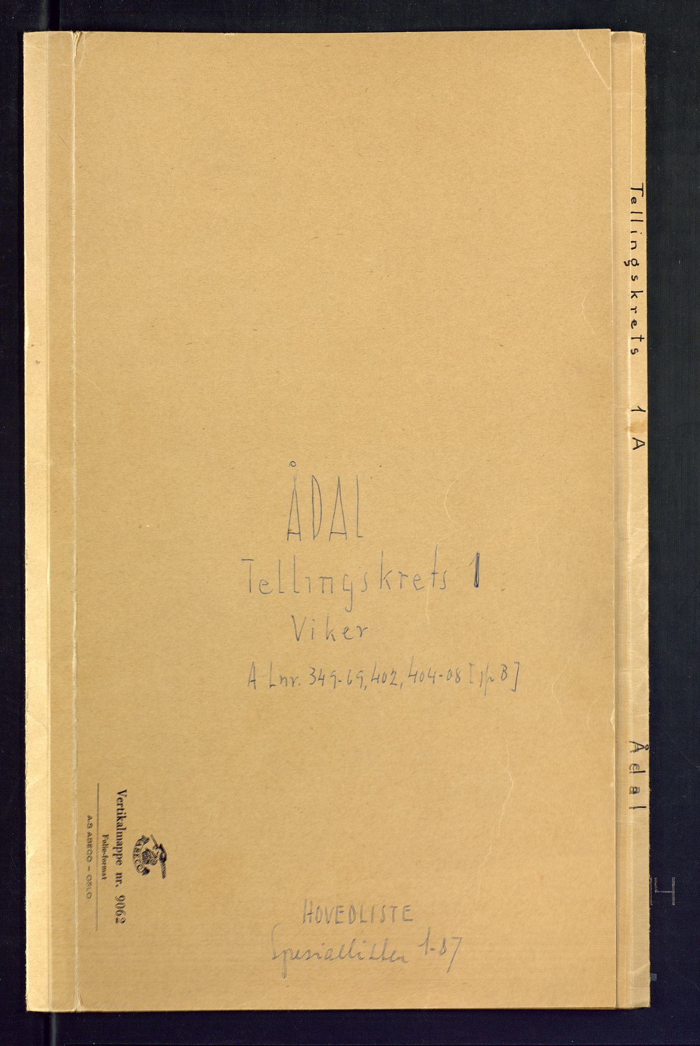 SAKO, Folketelling 1875 for 0614P Ådal prestegjeld, 1875, s. 1