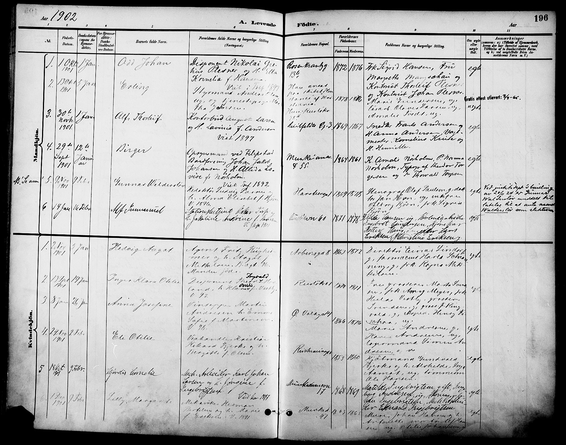 Johannes prestekontor Kirkebøker, AV/SAO-A-10852/F/Fa/L0007: Ministerialbok nr. 7, 1896-1905, s. 196