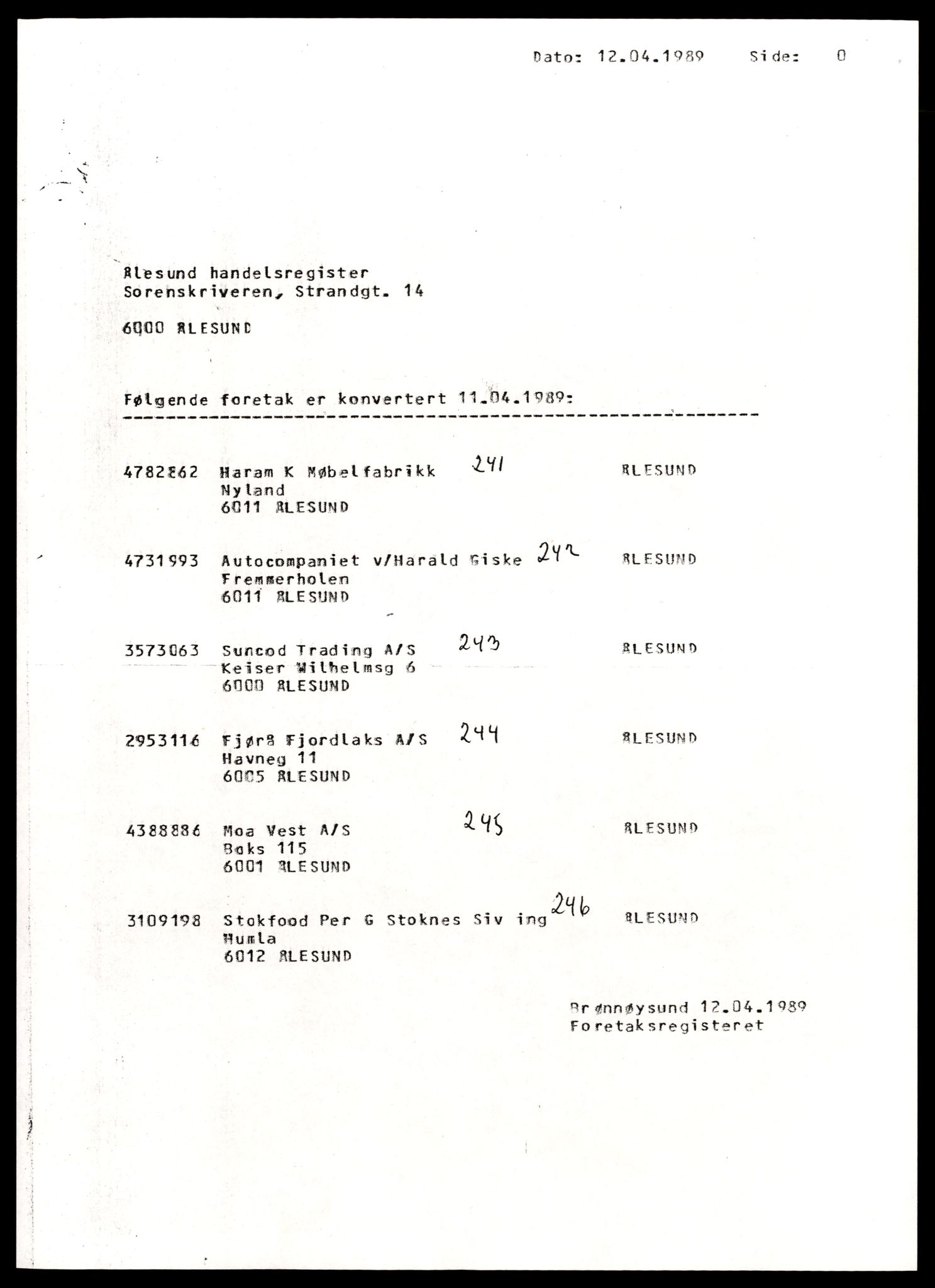 Ålesund sorenskriveri, SAT/A-4383/2/J/Jd/Jde/L0068: Bilag. Aksjeselskap og andelslag Sun - Sunnmøre G, 1949-1989, s. 3