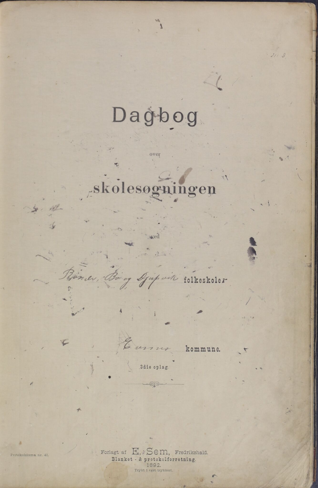 Ballangen kommune. Ymse skolekretser, AIN/K-18540.510.15/443/L0003: Dagbok, 1895-1908